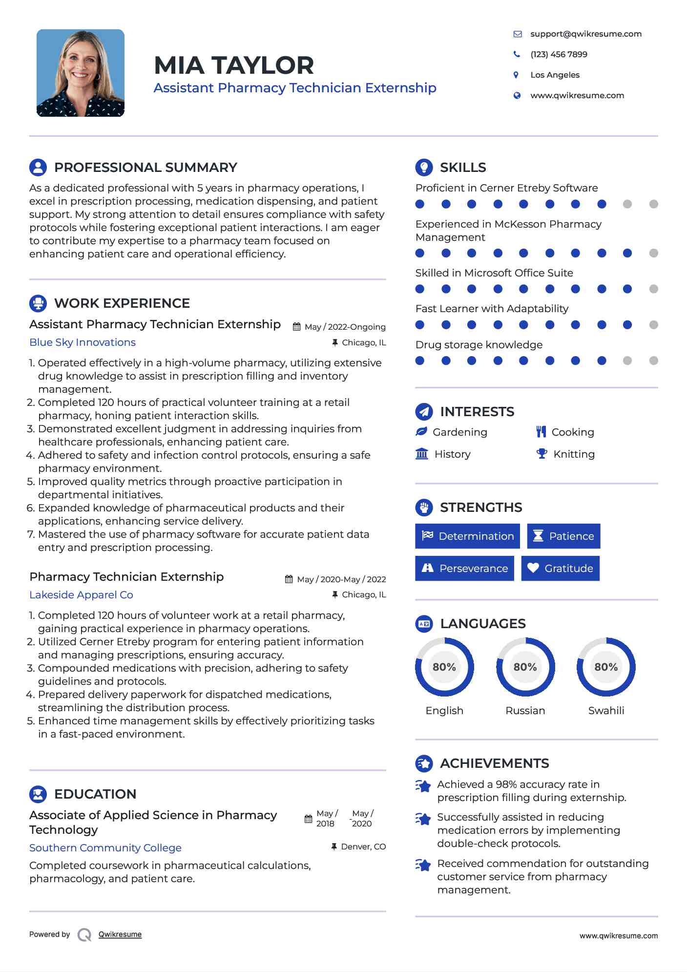 Assistant Pharmacy Technician Externship Resume Format