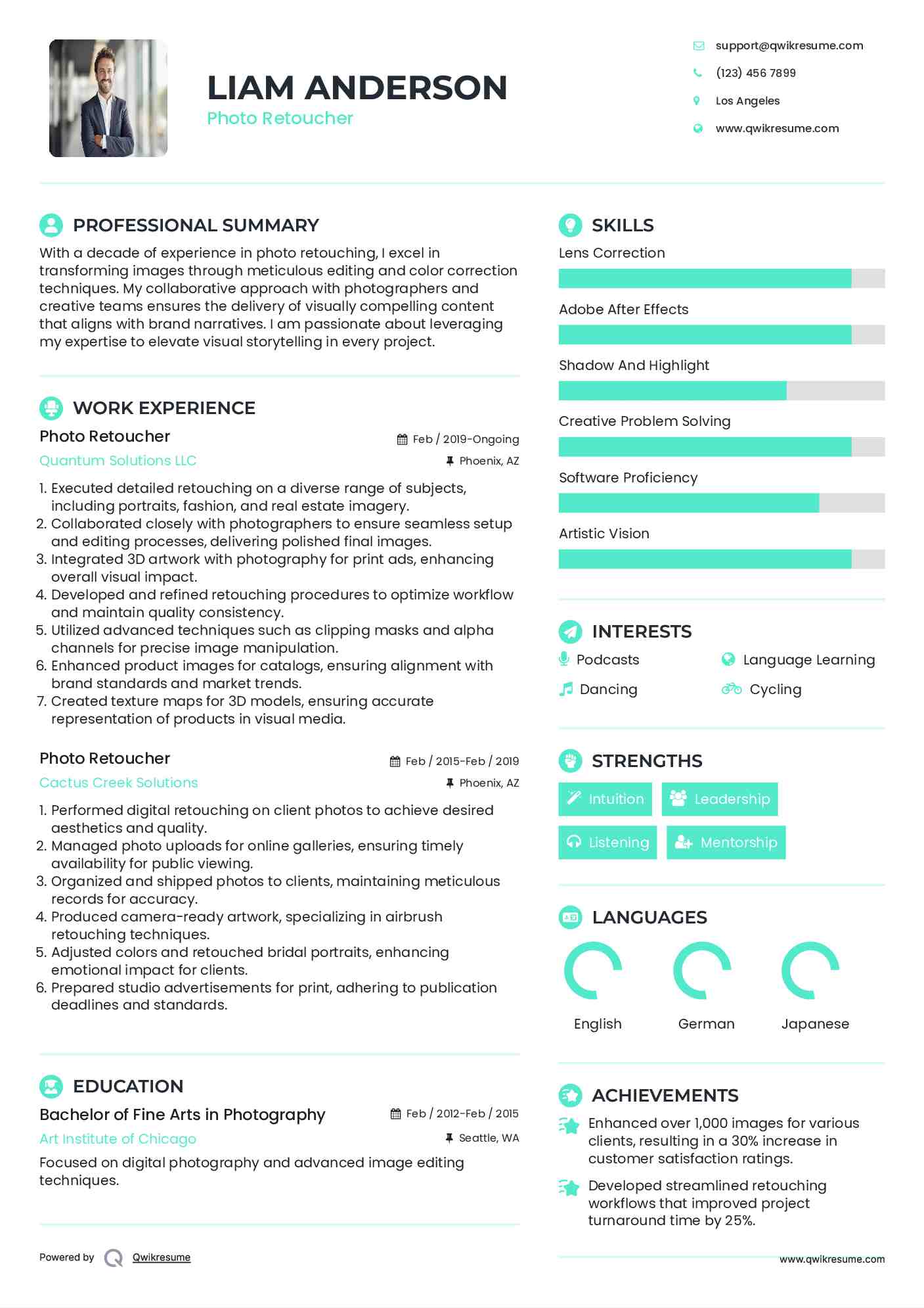 Photo Retoucher Resume Format