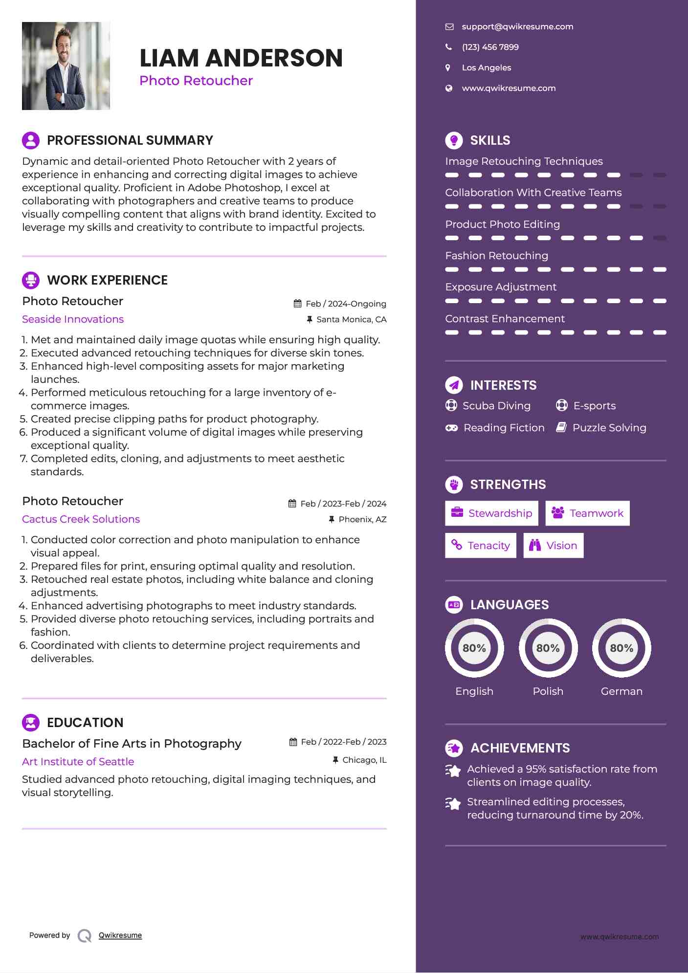 Photo Retoucher Resume Example