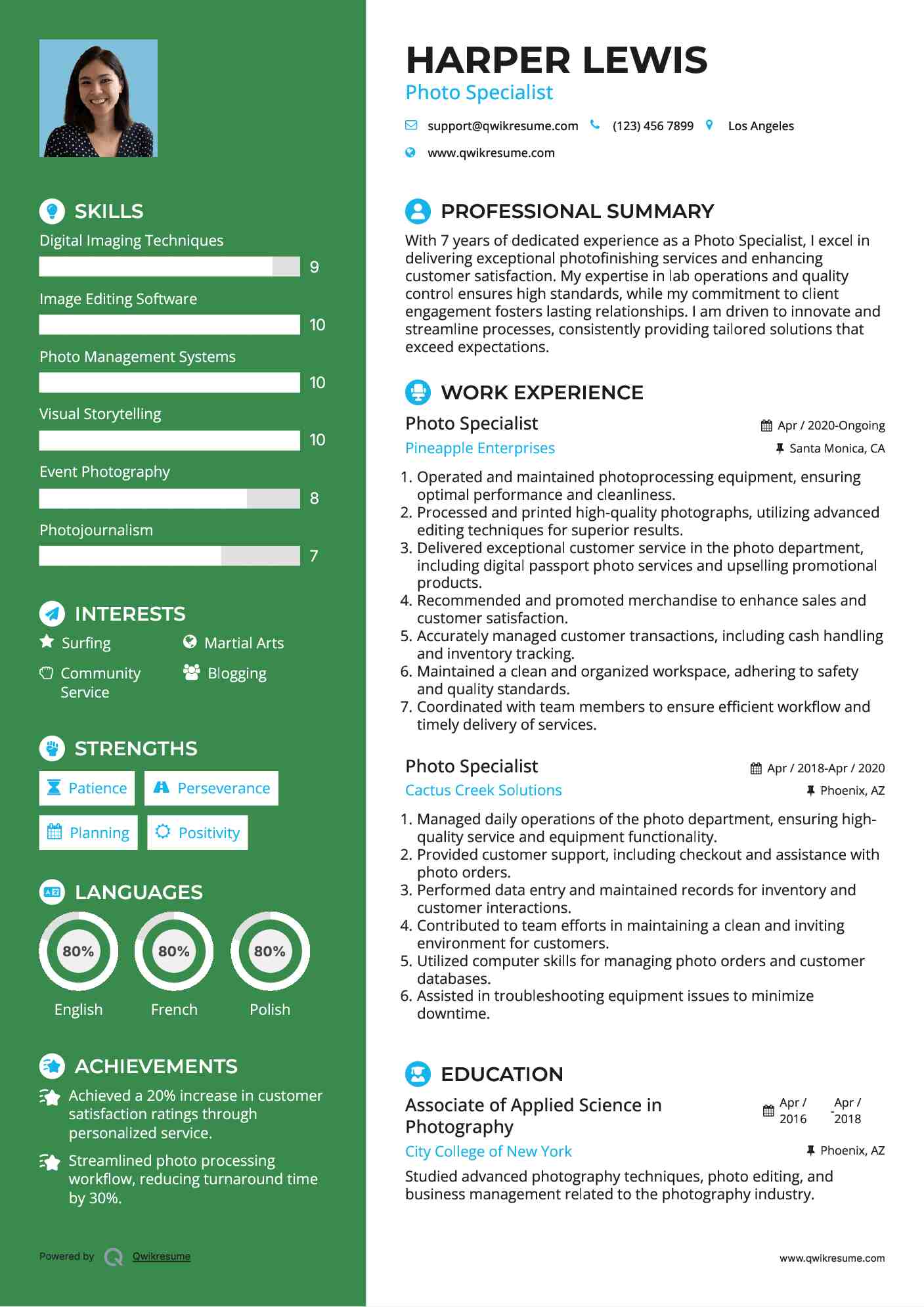 Photo Specialist Resume Model