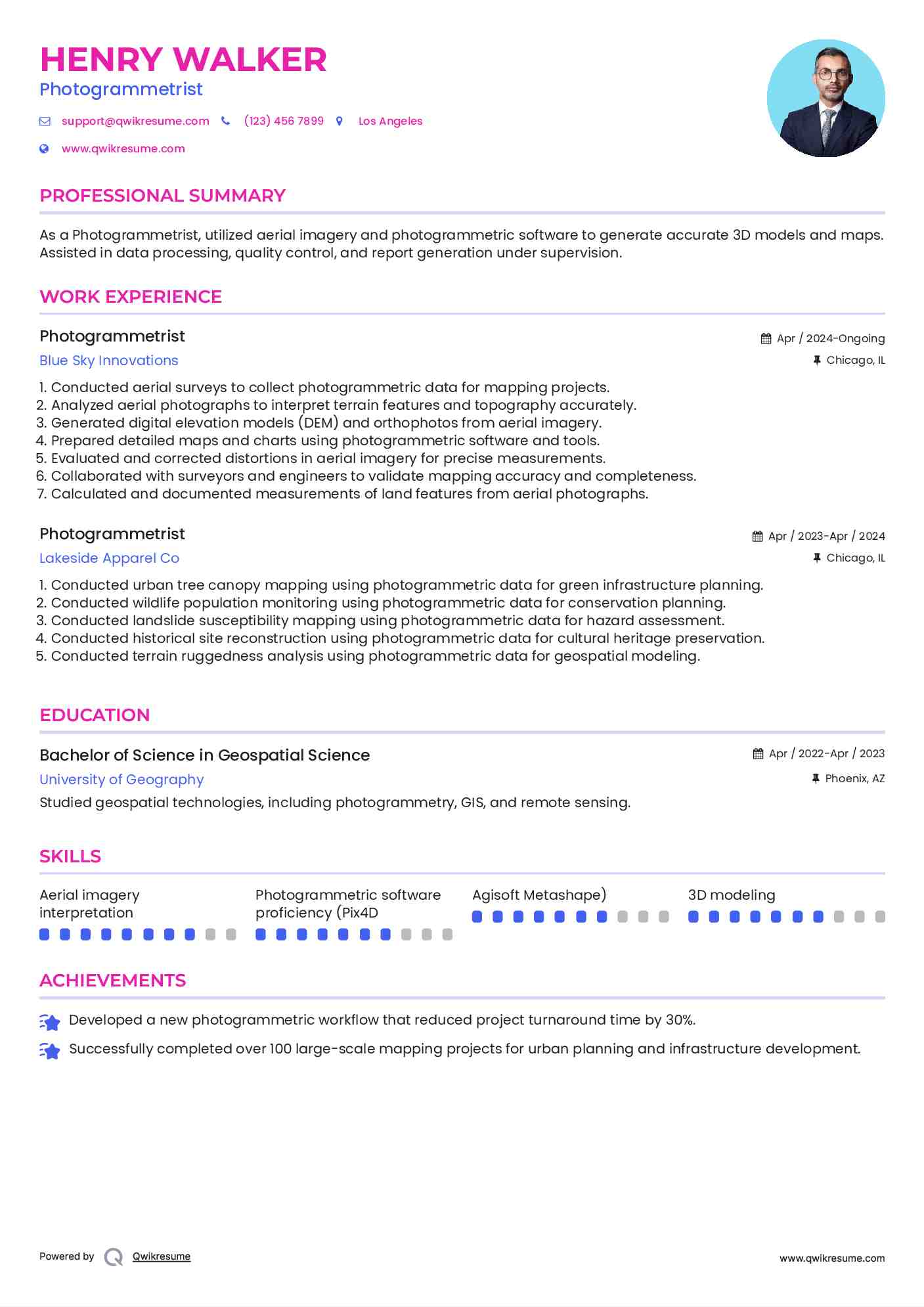 Photogrammetrist Resume Template