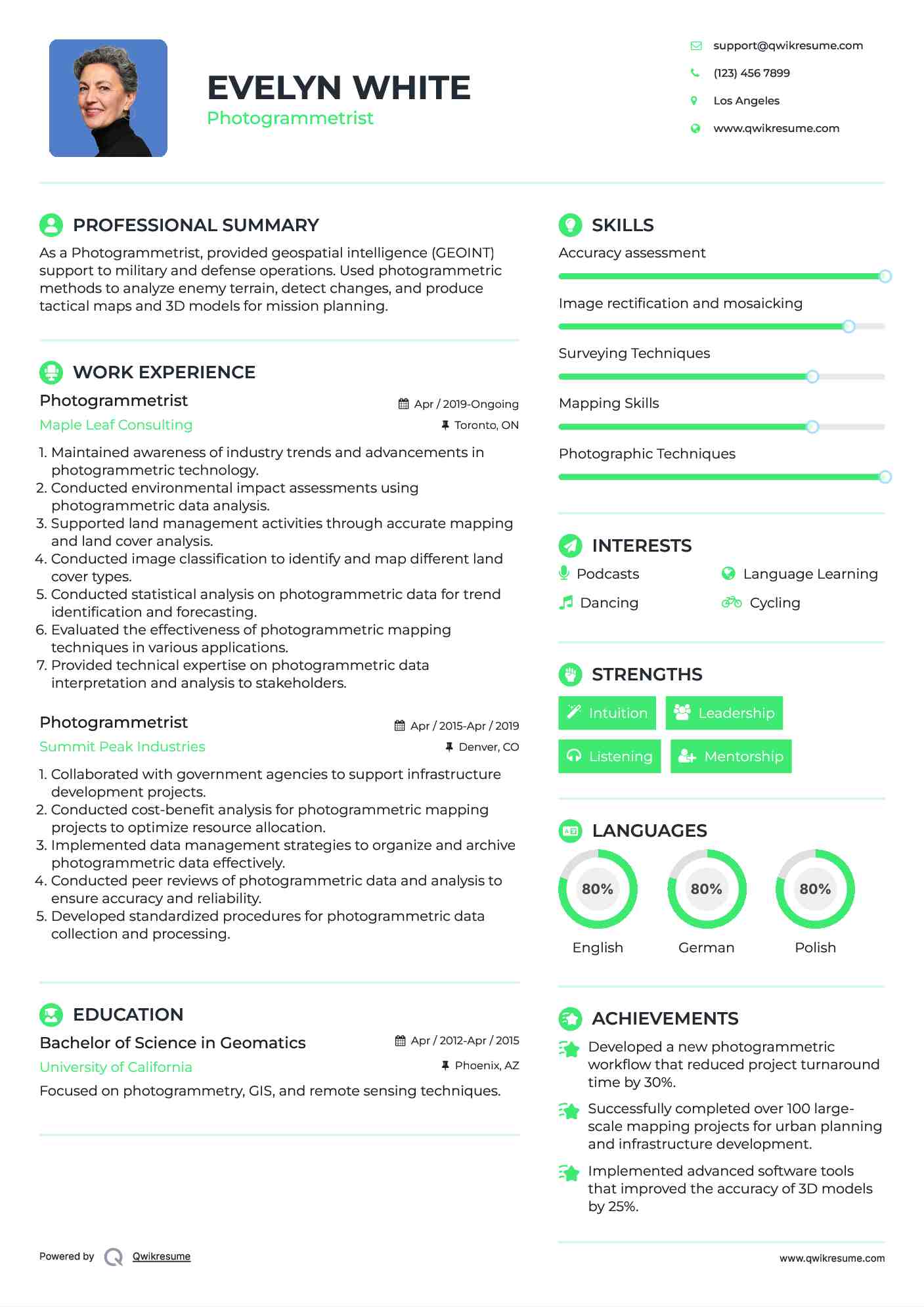 Photogrammetrist Resume Sample