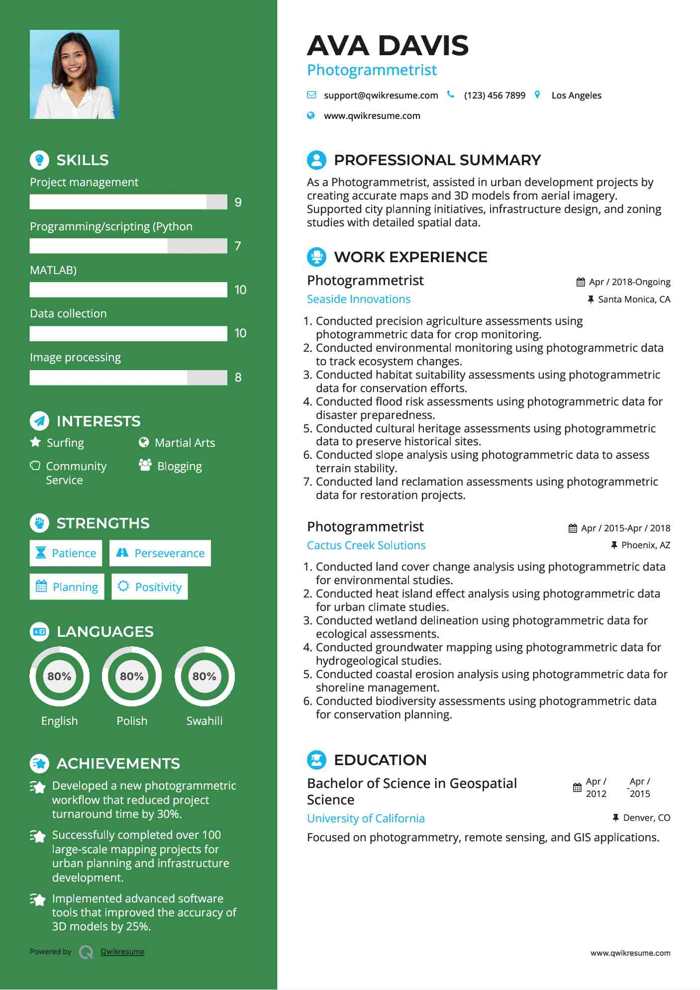 Photogrammetrist Resume Example