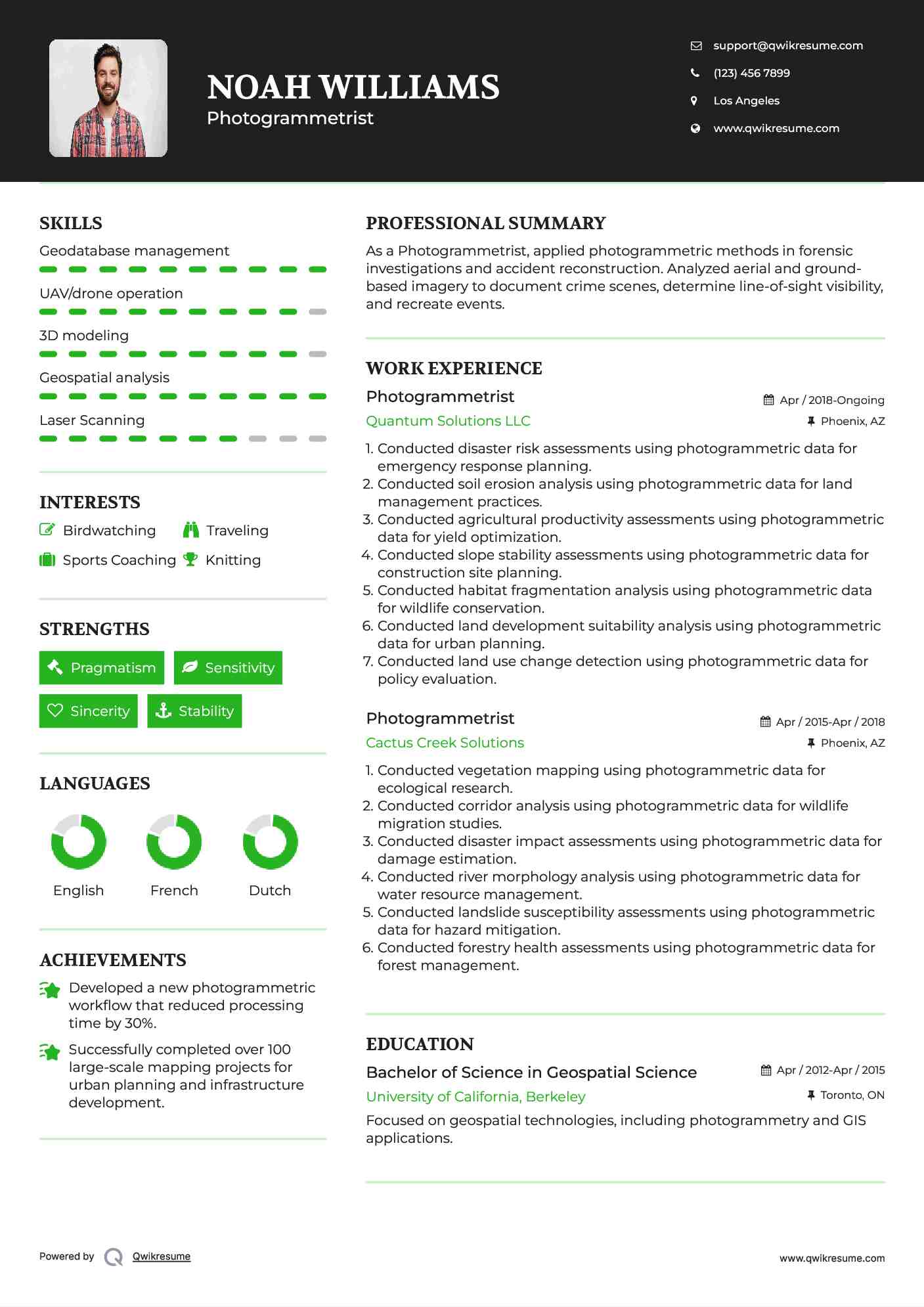 Photogrammetrist Resume Example