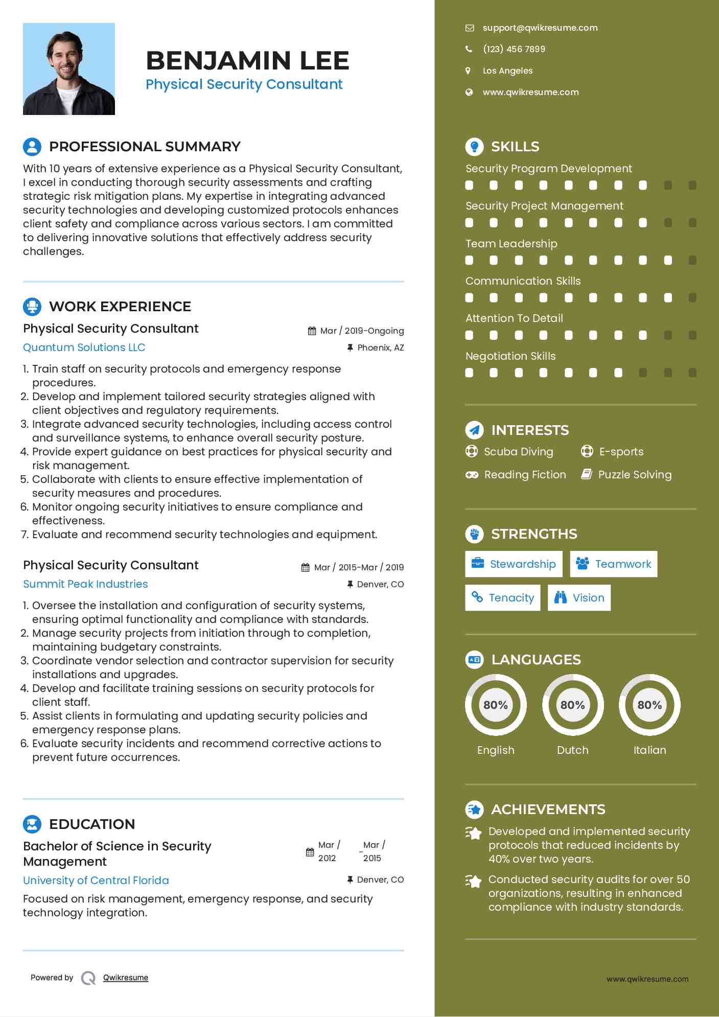 Physical Security Consultant Resume Model