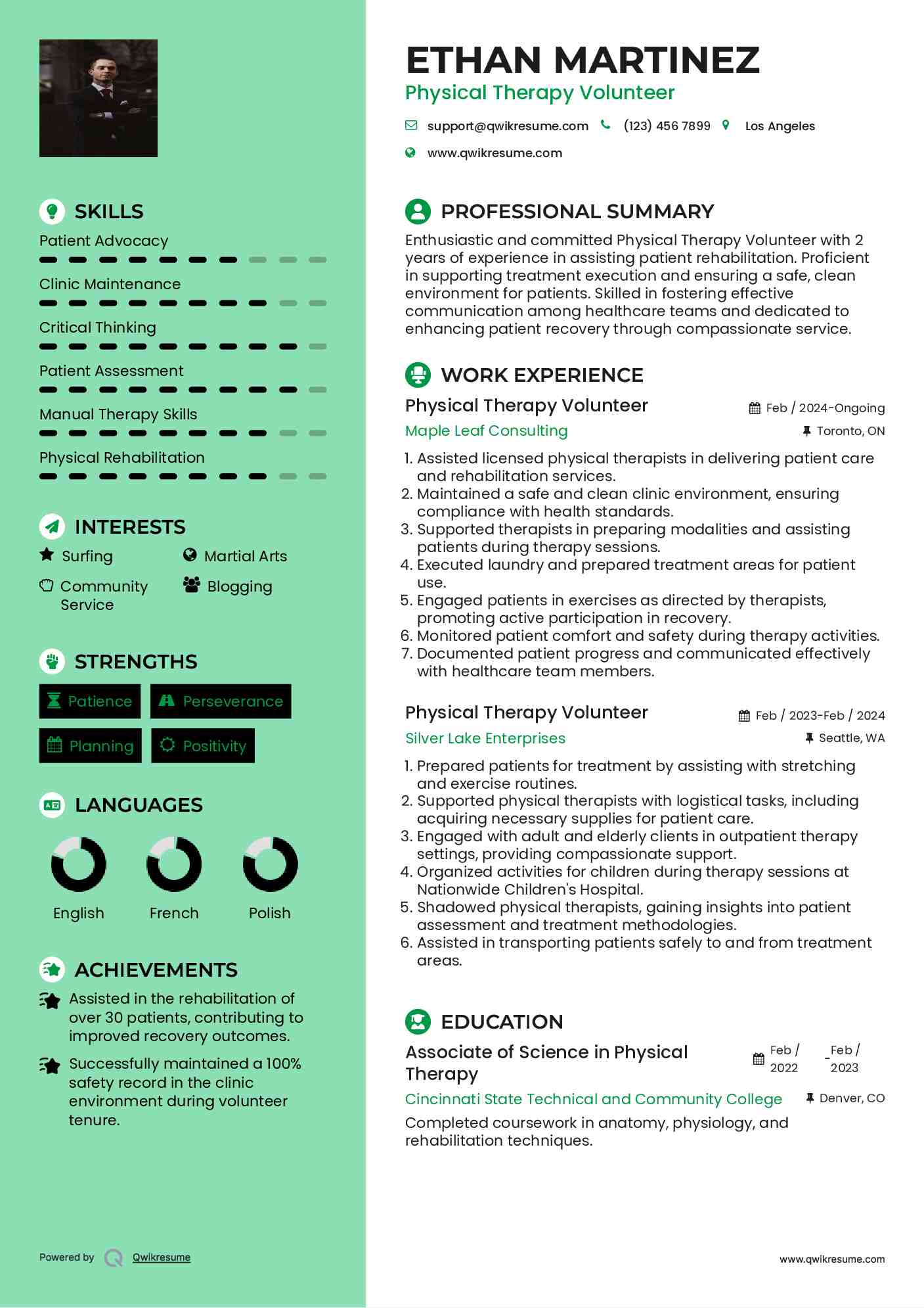 Physical Therapy Volunteer Resume Format