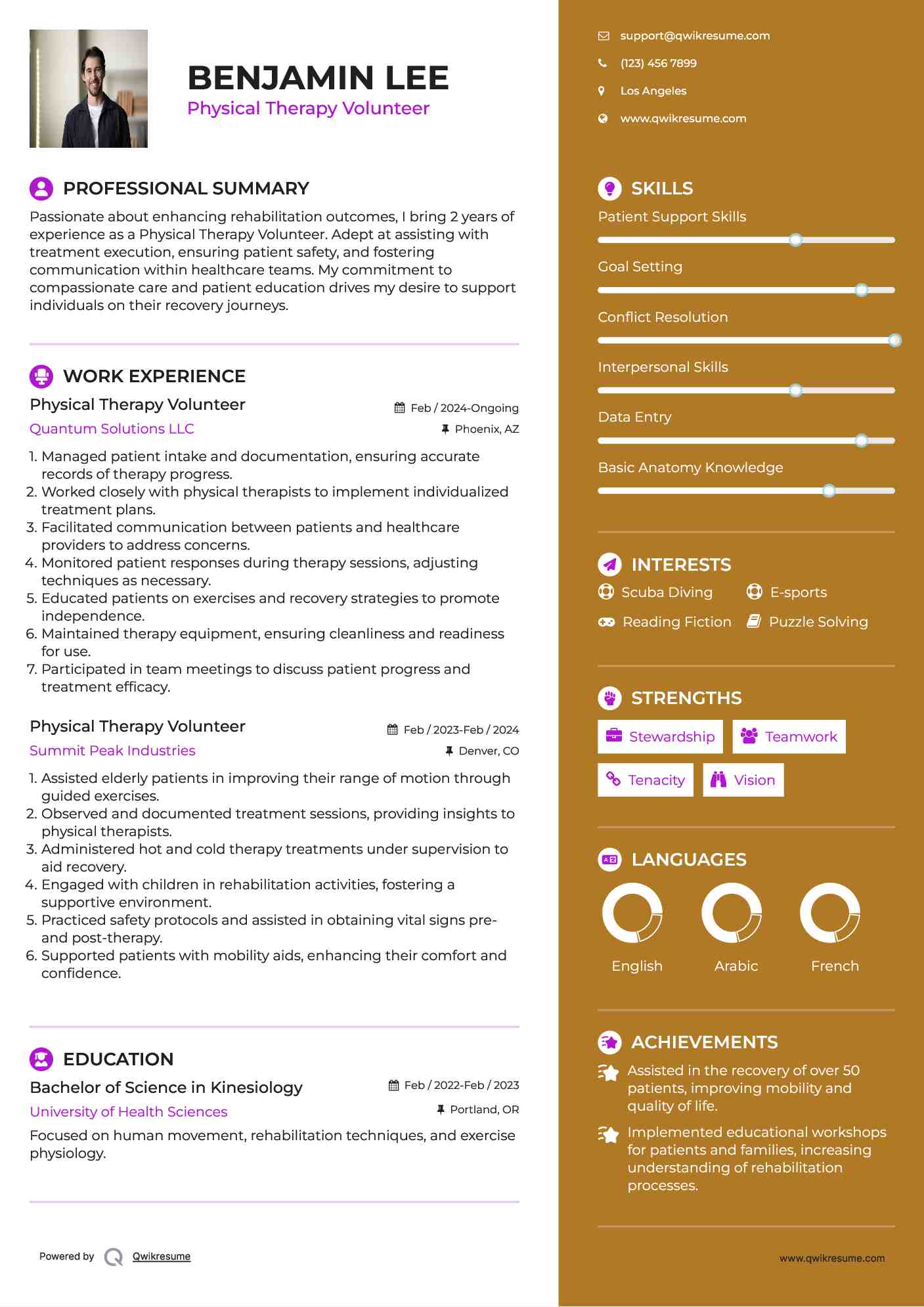 Physical Therapy Volunteer Resume Format