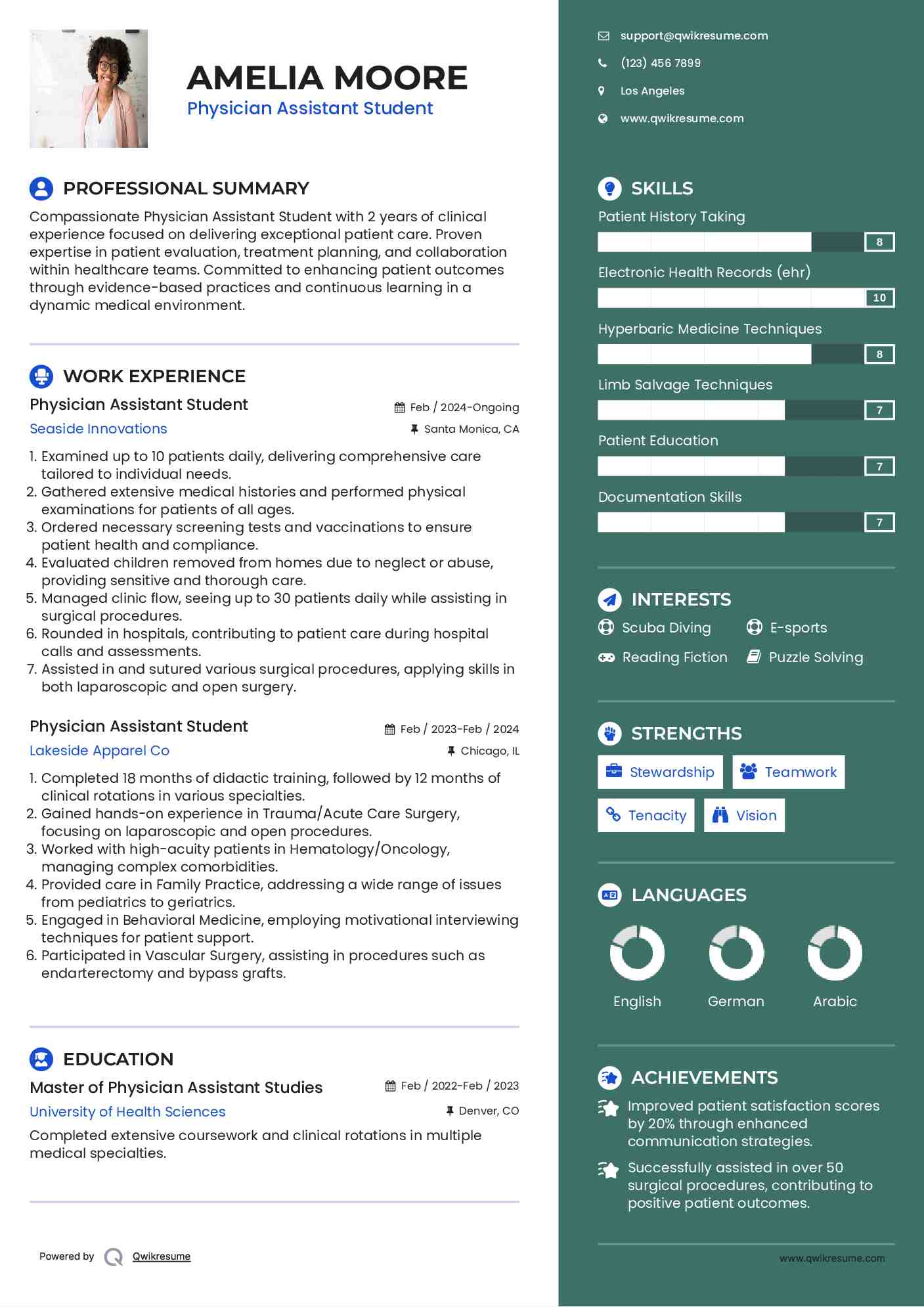 Physician Assistant Student Resume Format