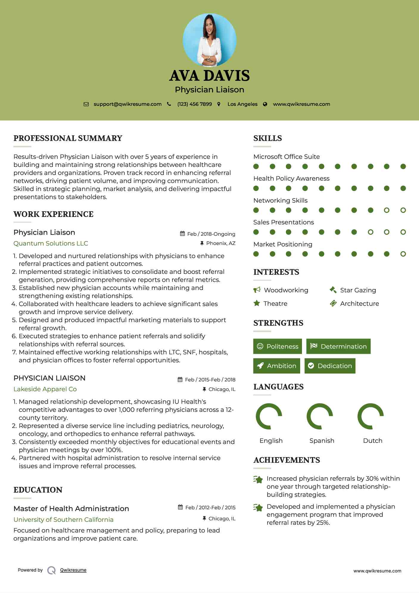 Physician Liaison Resume Format