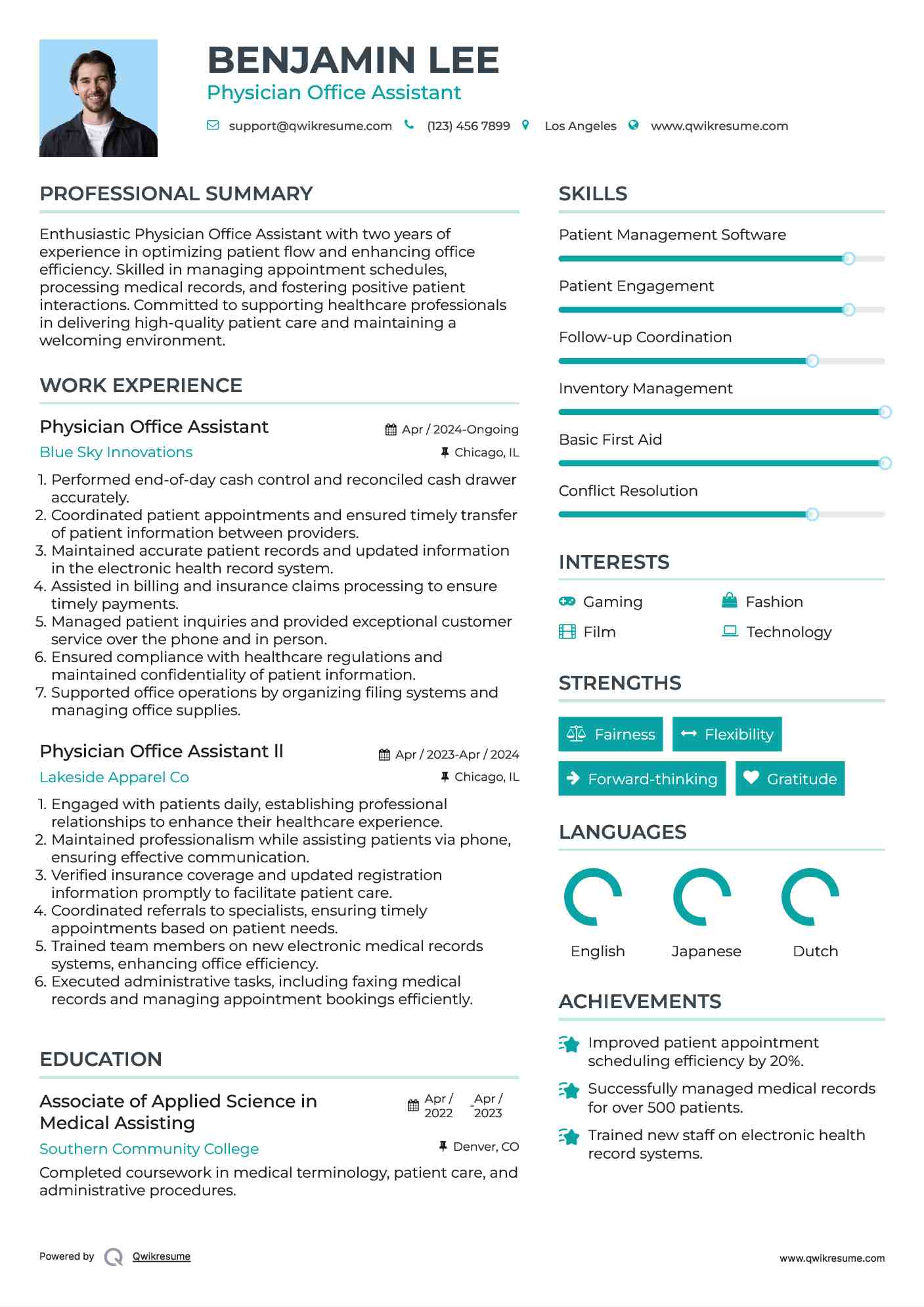 Physician Office Assistant Resume Format