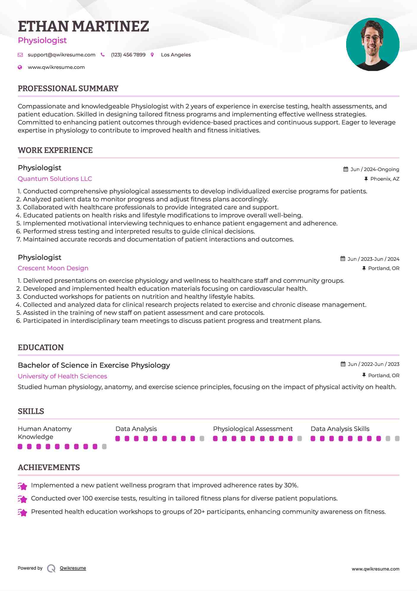 Physiologist Resume Model