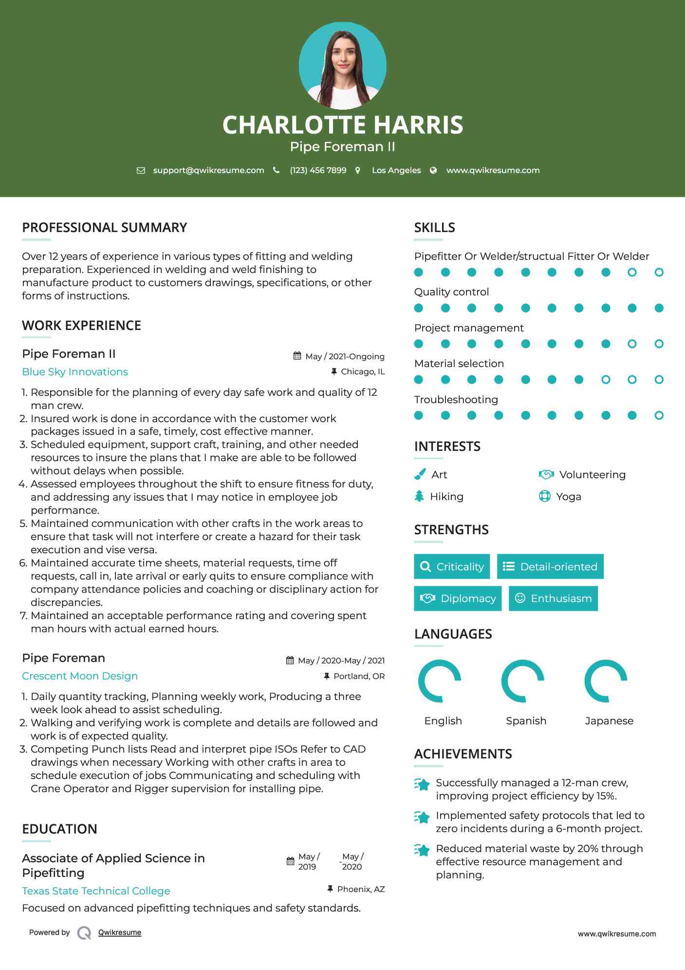 Pipe Foreman Resume Samples QwikResume - Pipe Foreman 1587193311 Pdf