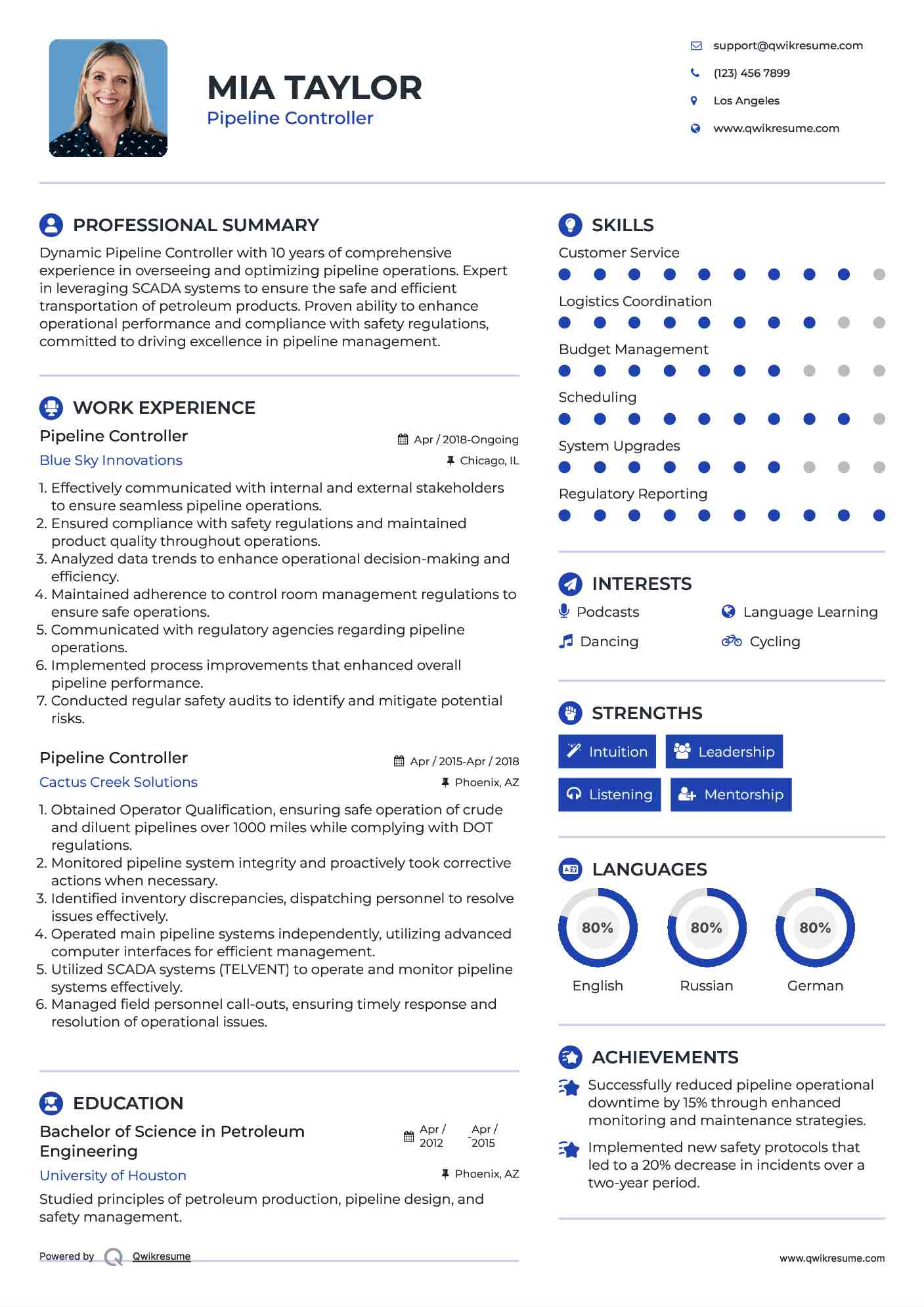 Pipeline Controller Resume Model