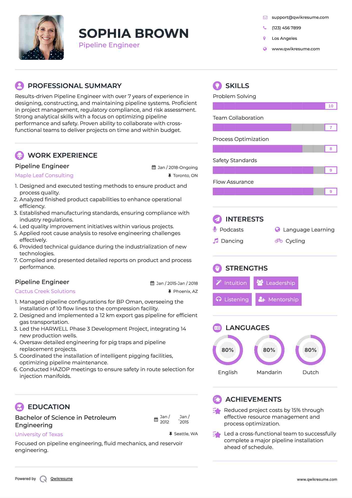 Pipeline Engineer Resume Template