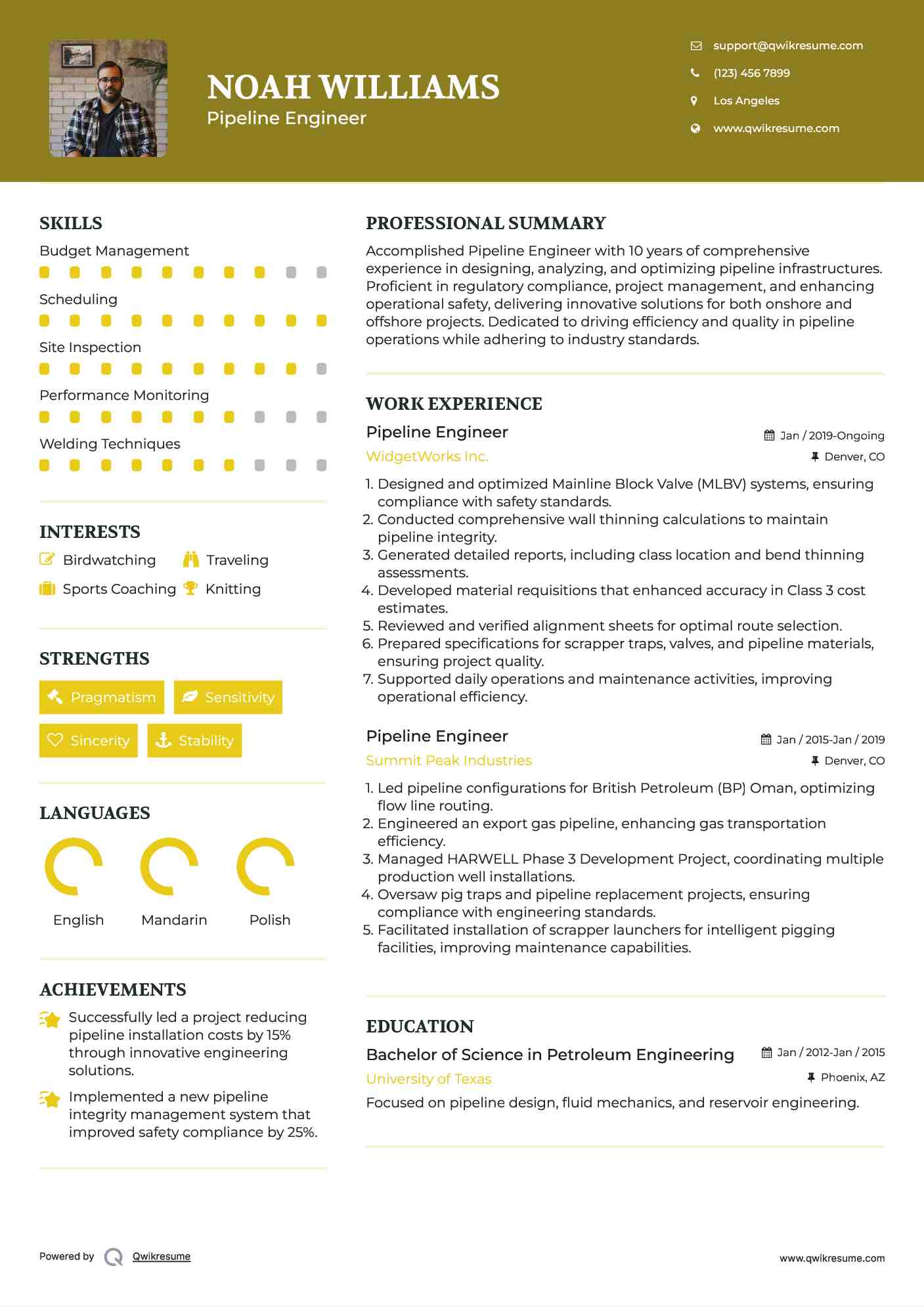 Pipeline Engineer Resume Format