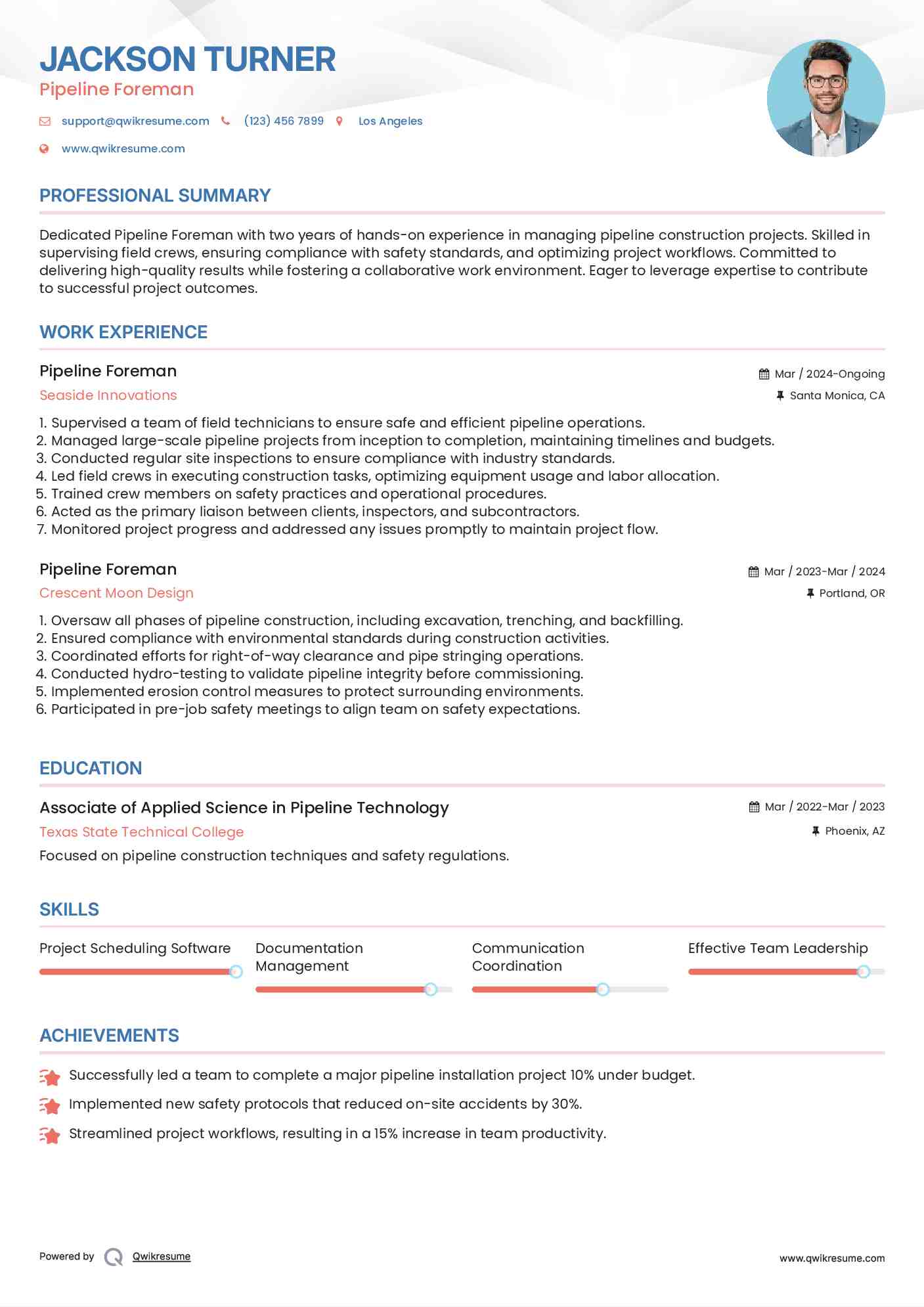 Pipeline Foreman Resume Format