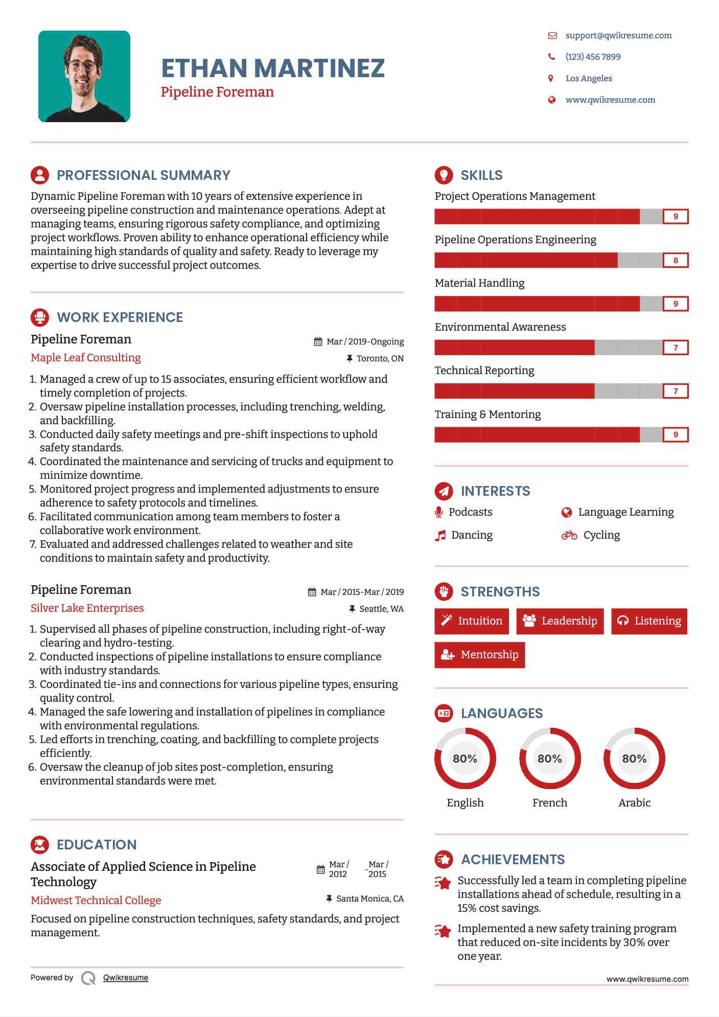 Pipeline Foreman Resume Format