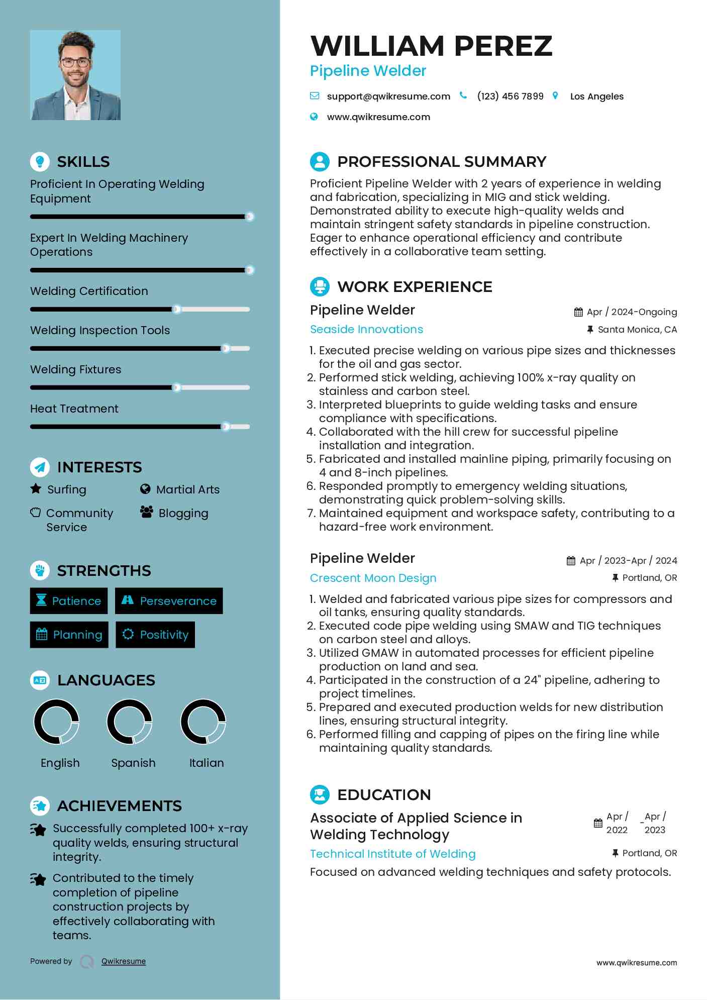 Pipeline Welder Resume Format