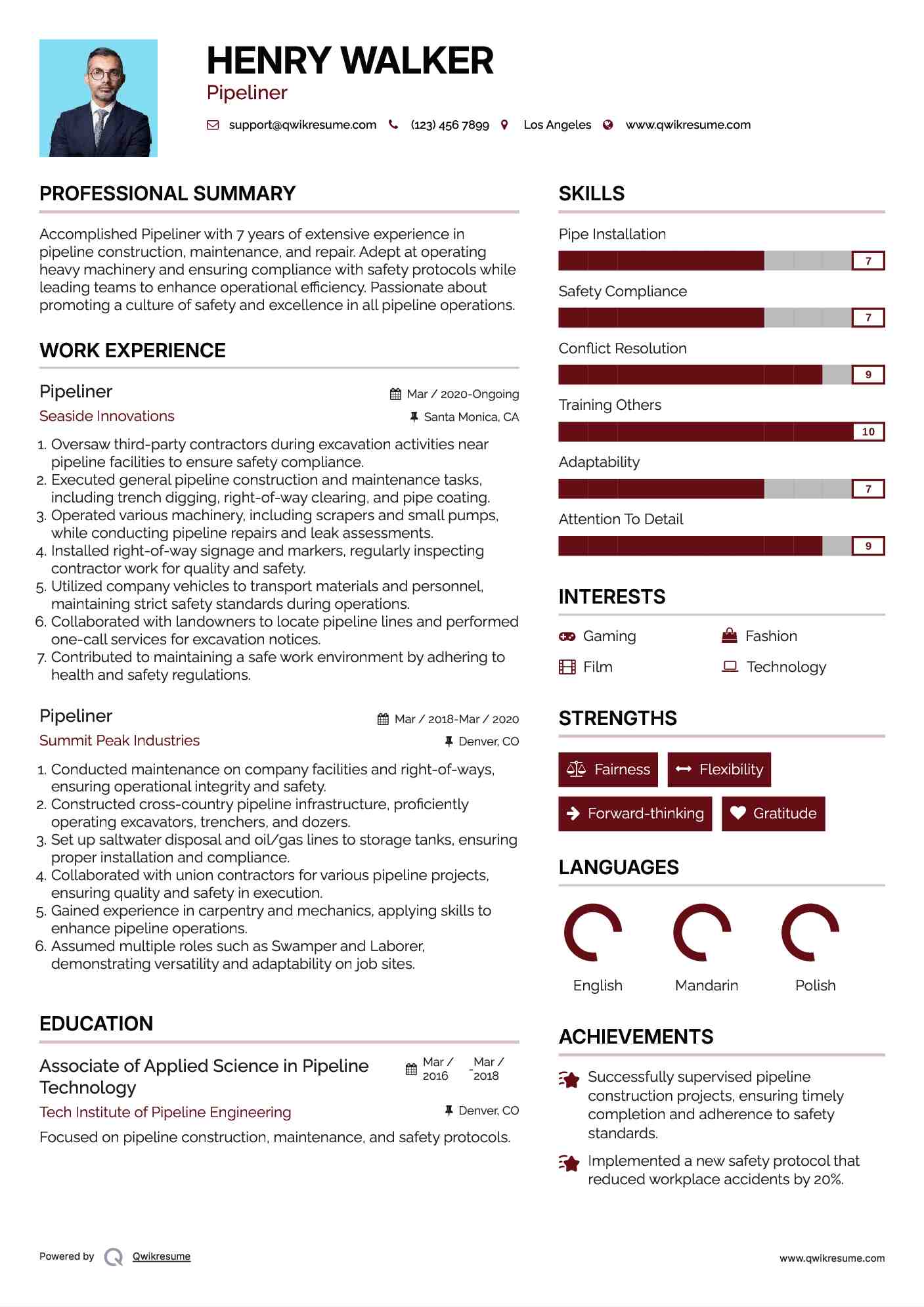 Pipeliner Resume Template