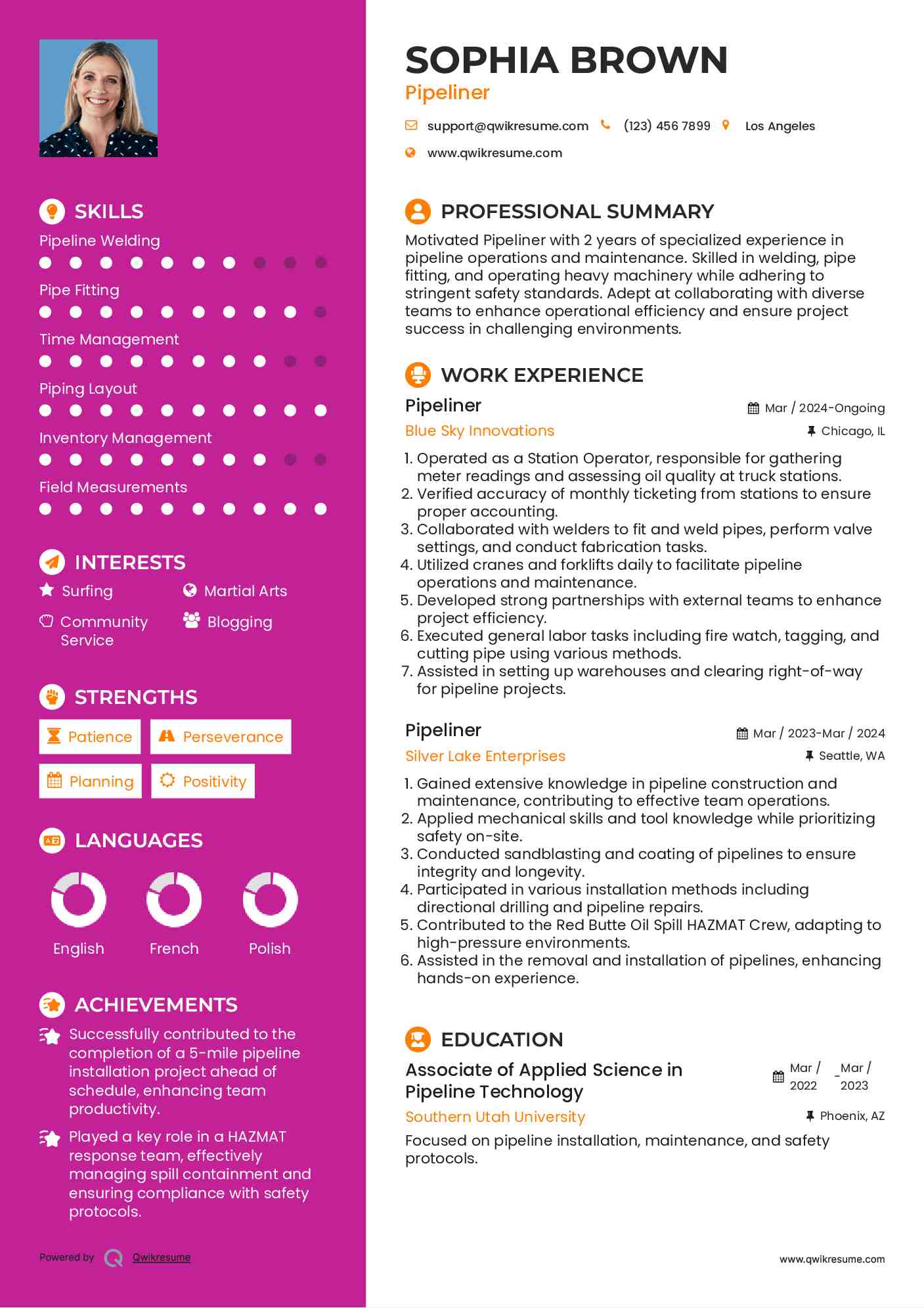Pipeliner Resume Template