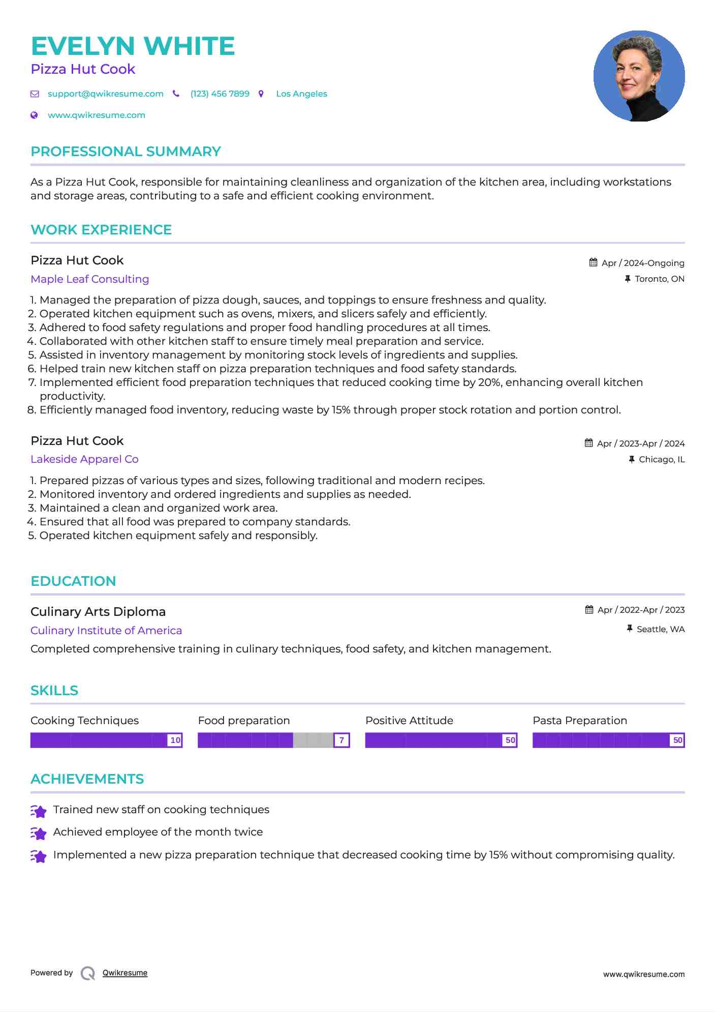 Pizza Hut Cook Resume Format