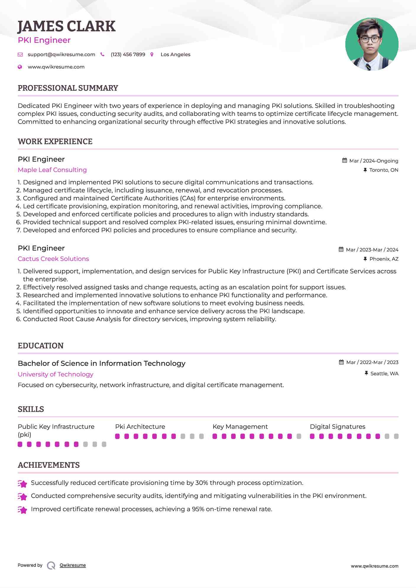 PKI Engineer Resume Model