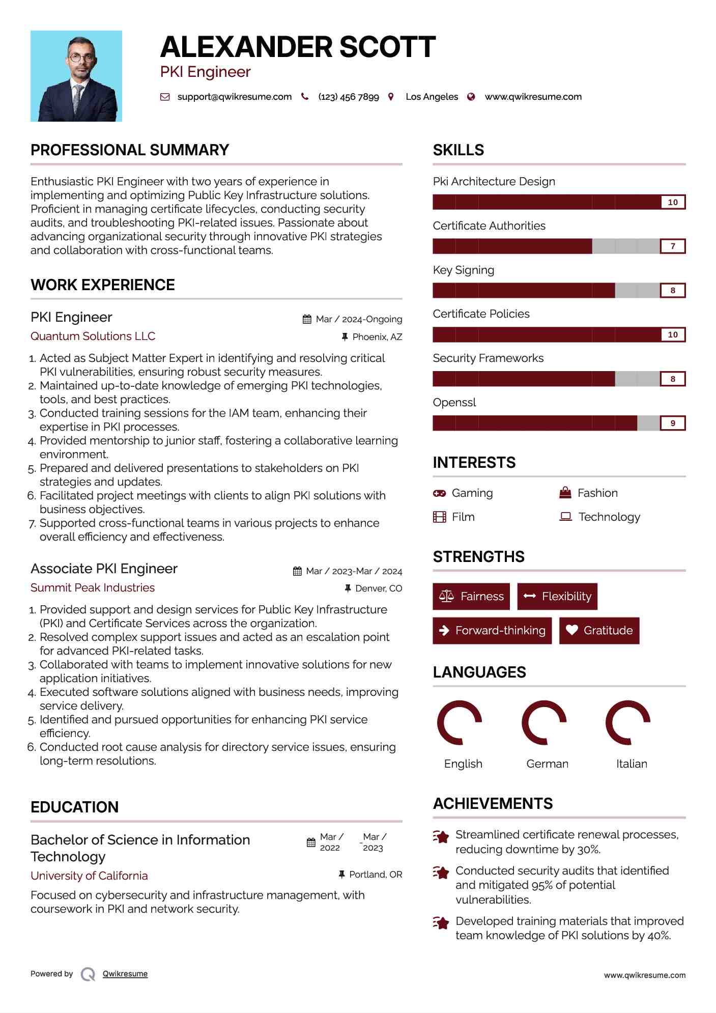 PKI Engineer Resume Example