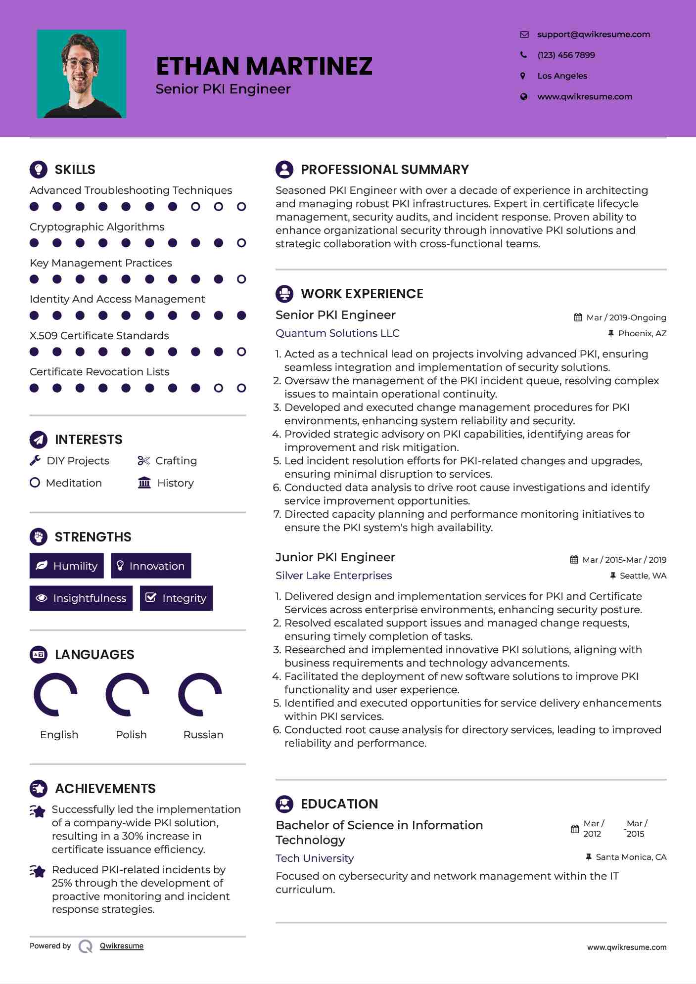 Senior PKI Engineer Resume Format