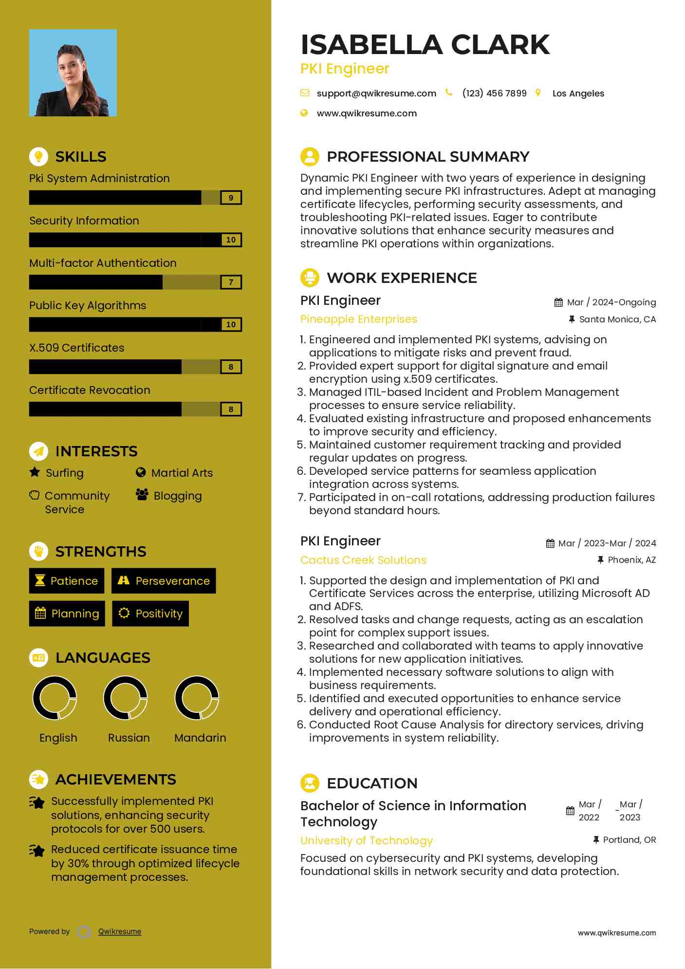 PKI Engineer Resume Model