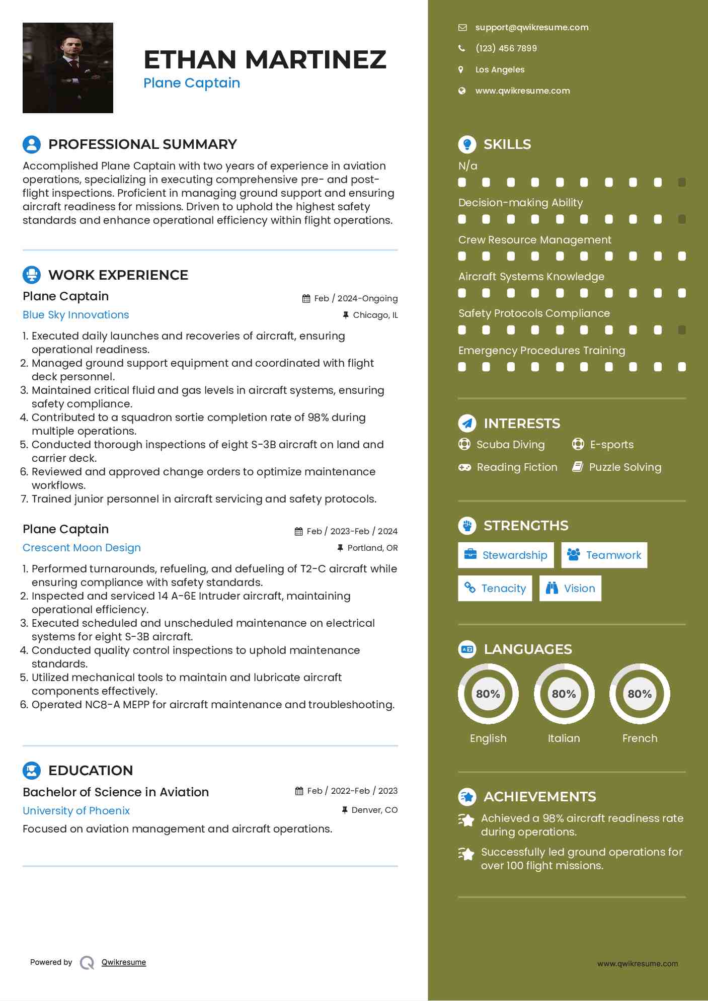 Plane Captain Resume Samples QwikResume