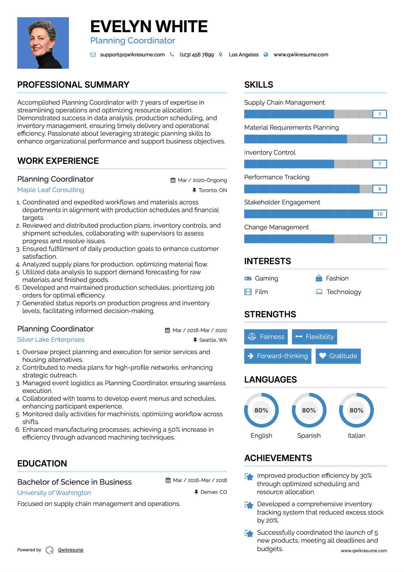 Planning Coordinator Resume Format