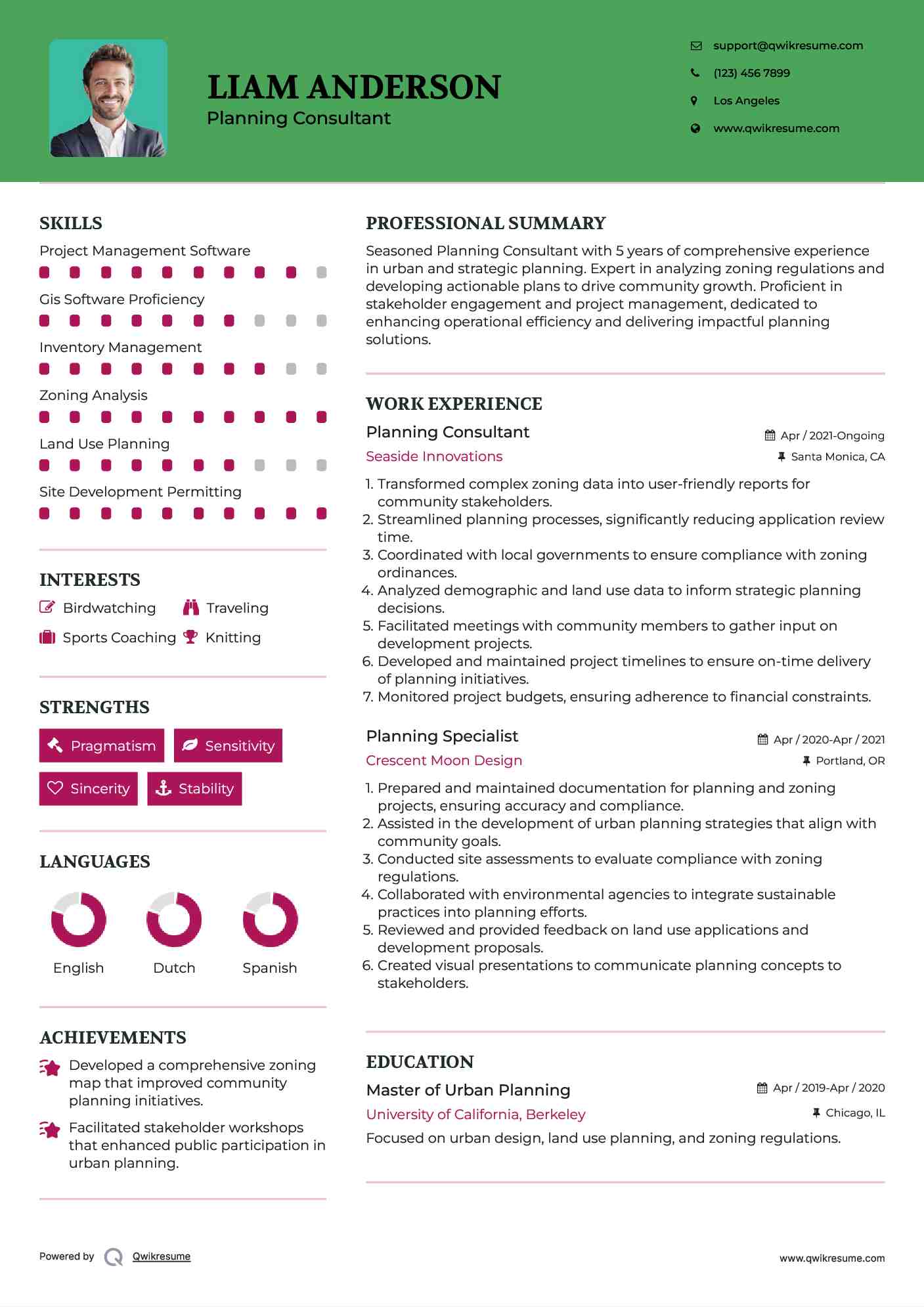 Planning Consultant Resume Template
