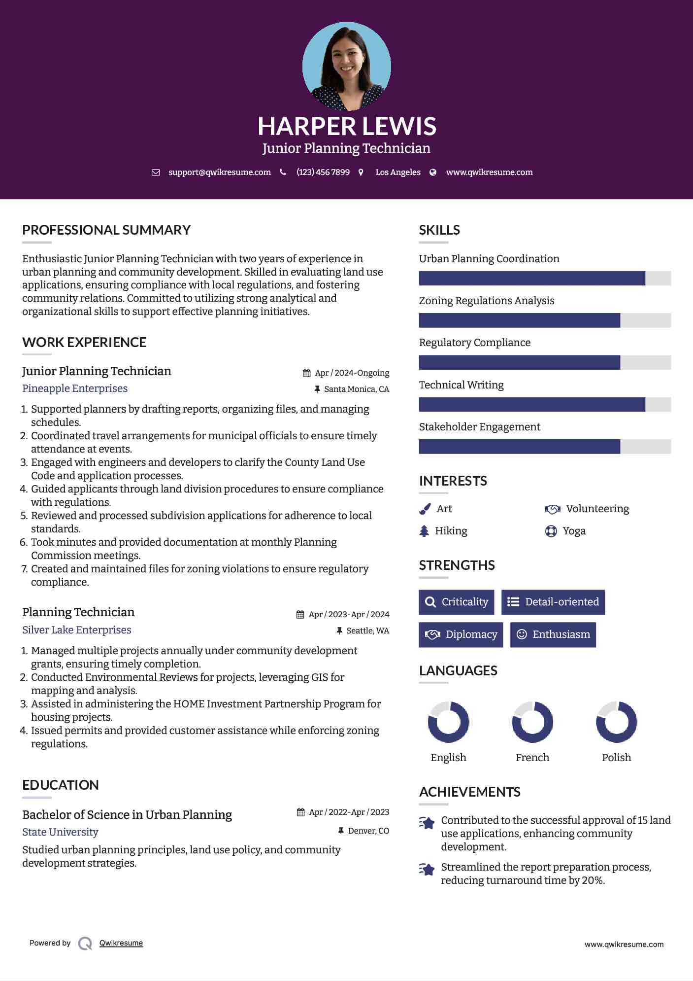 Planning Technician Resume Samples QwikResume