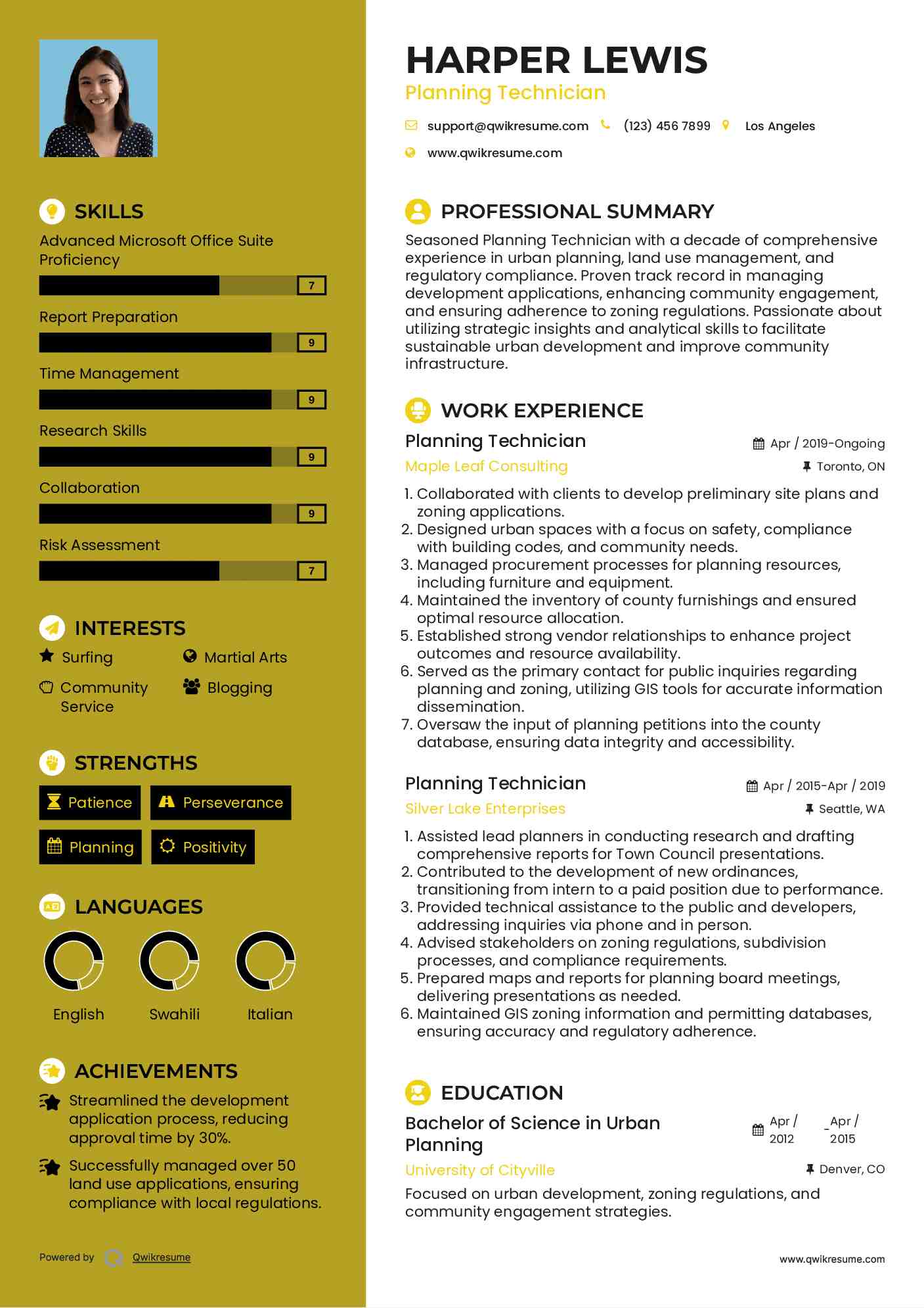 Planning Technician Resume Samples QwikResume