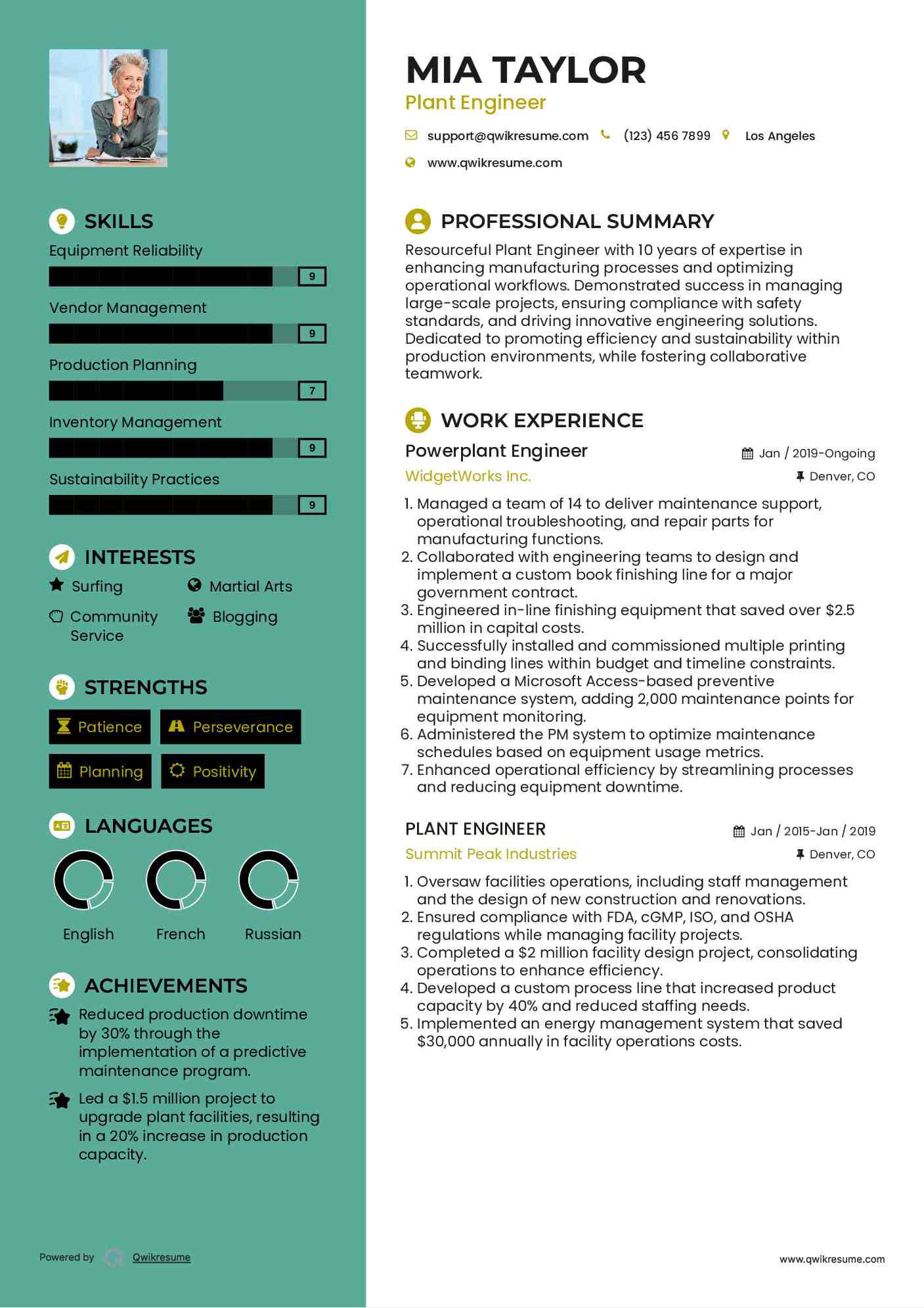 Powerplant Engineer Resume Sample