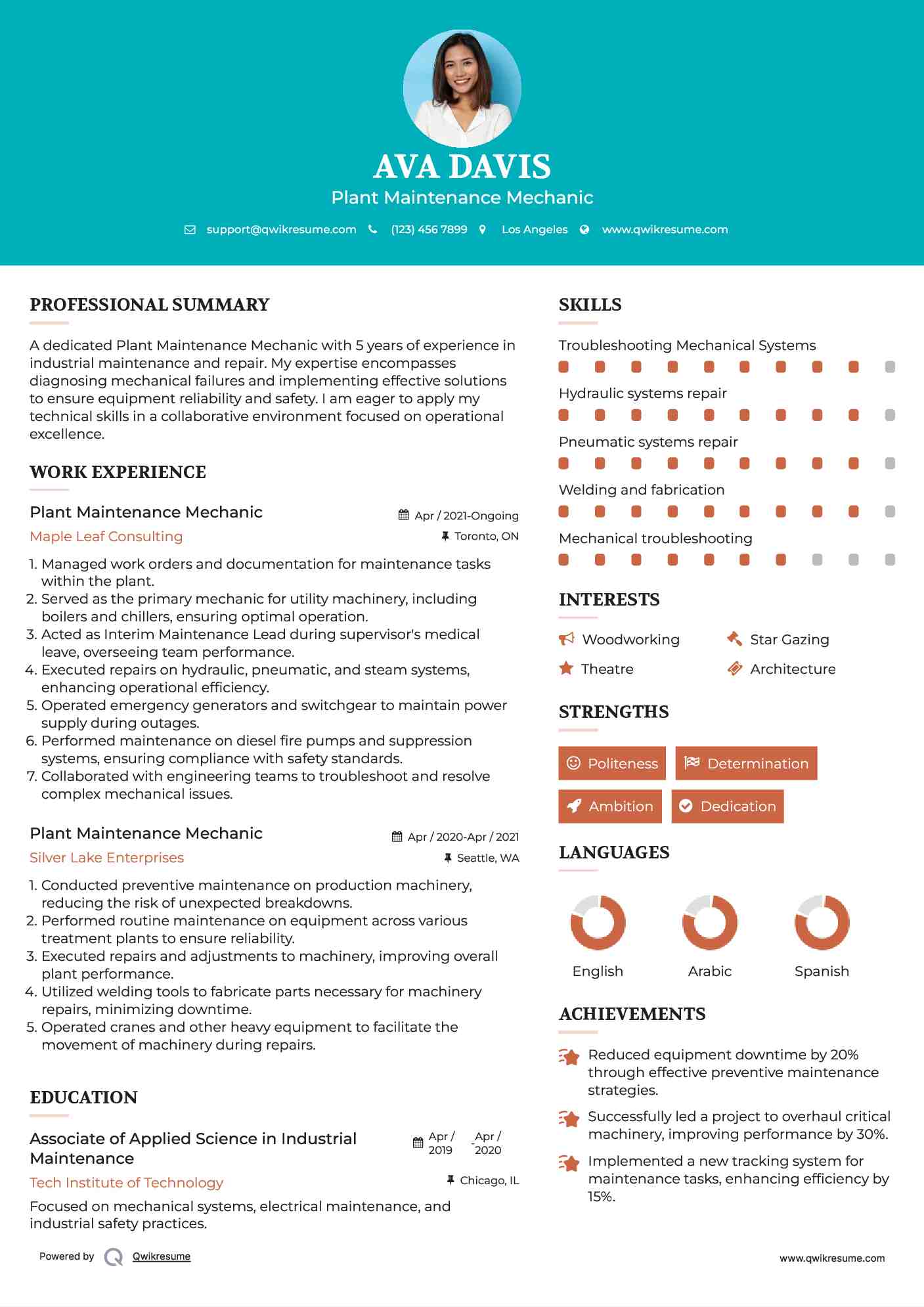 Plant Maintenance Mechanic Resume Format
