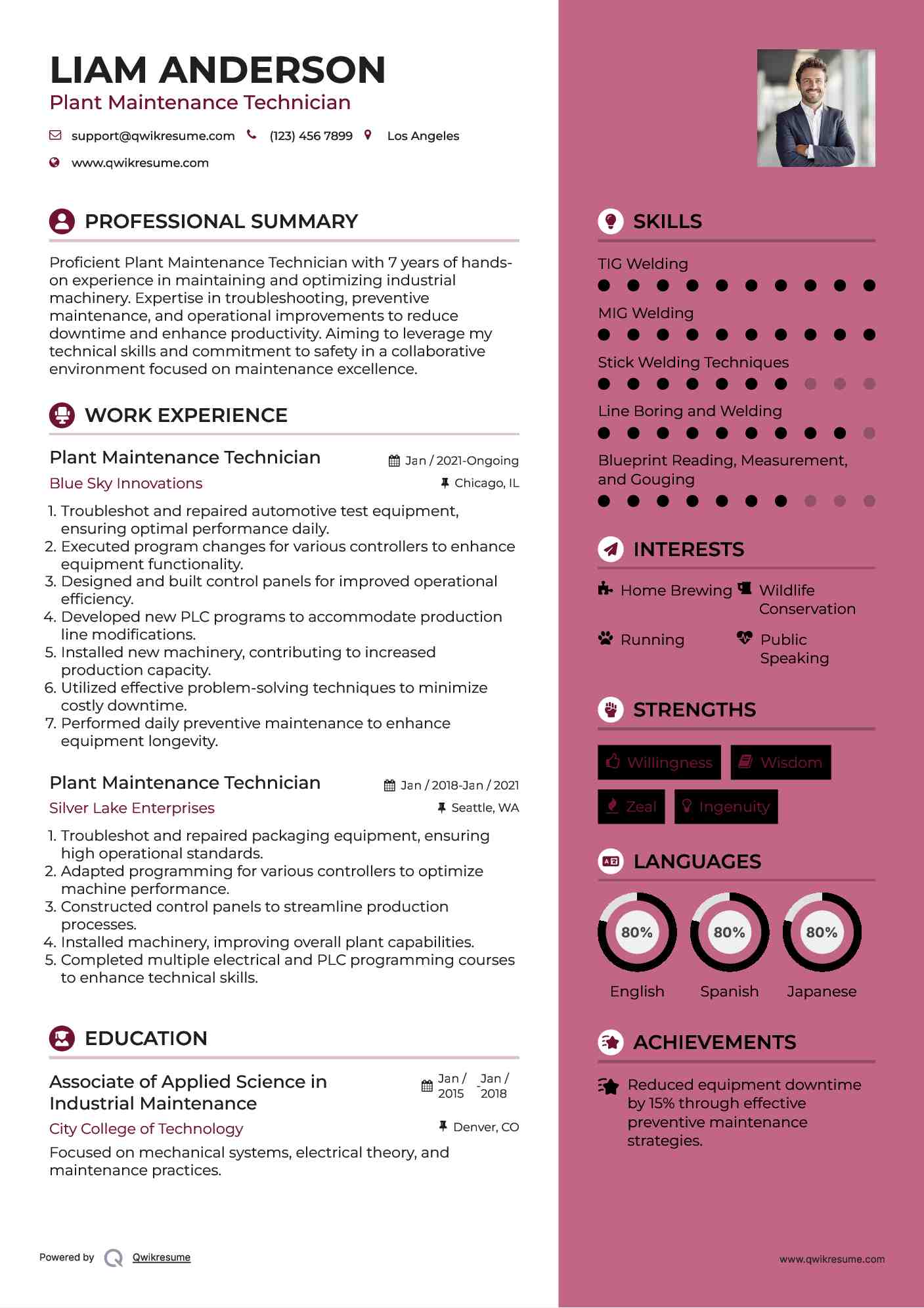 Industrial Maintenance Mechanic Resume