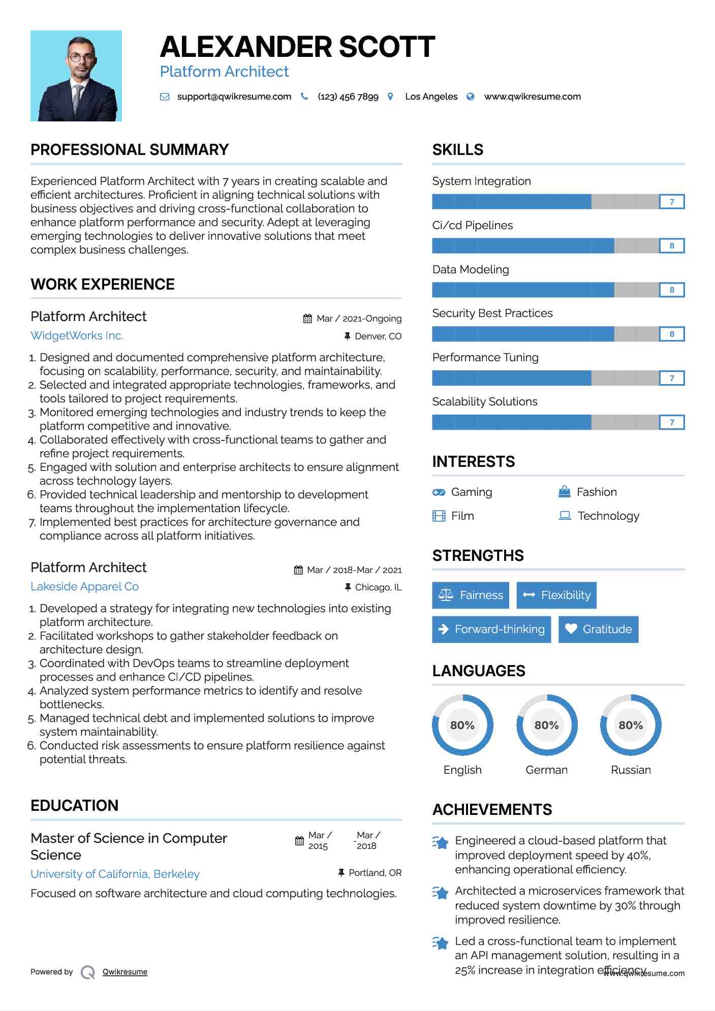 Platform Architect Resume Template