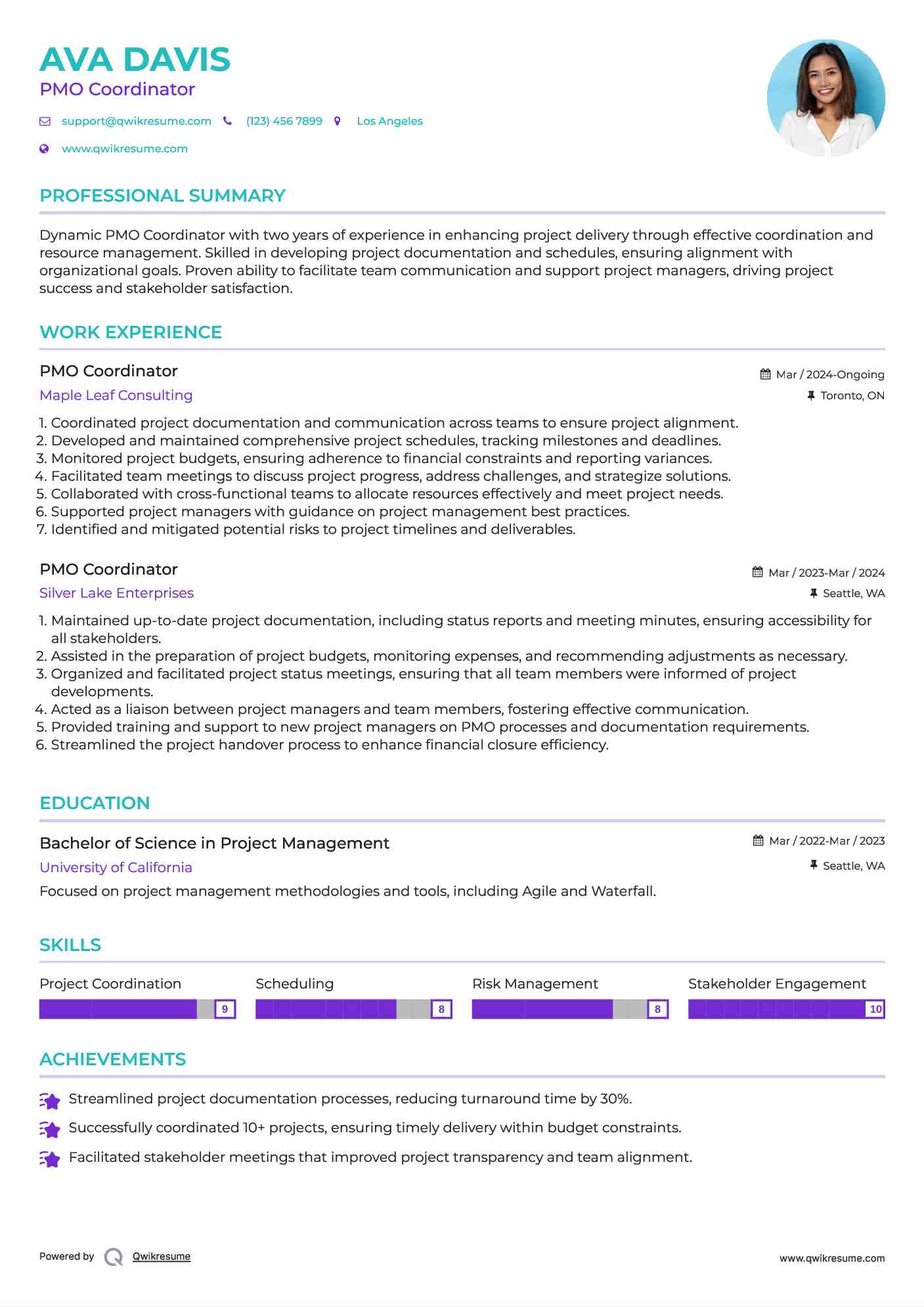 PMO Coordinator Resume Template