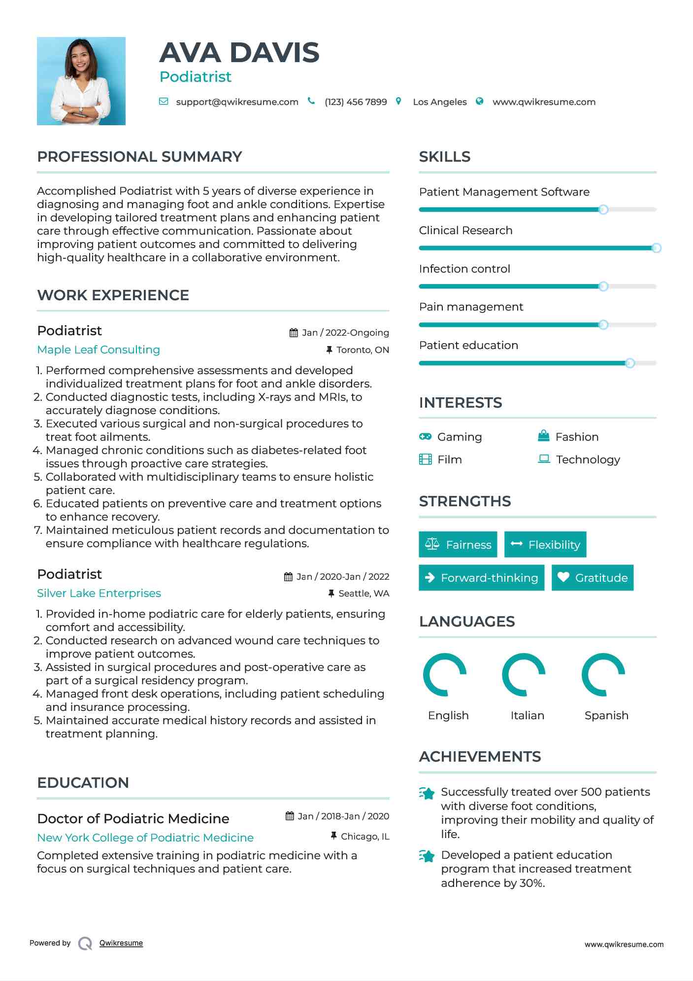 Podiatrist Resume Example