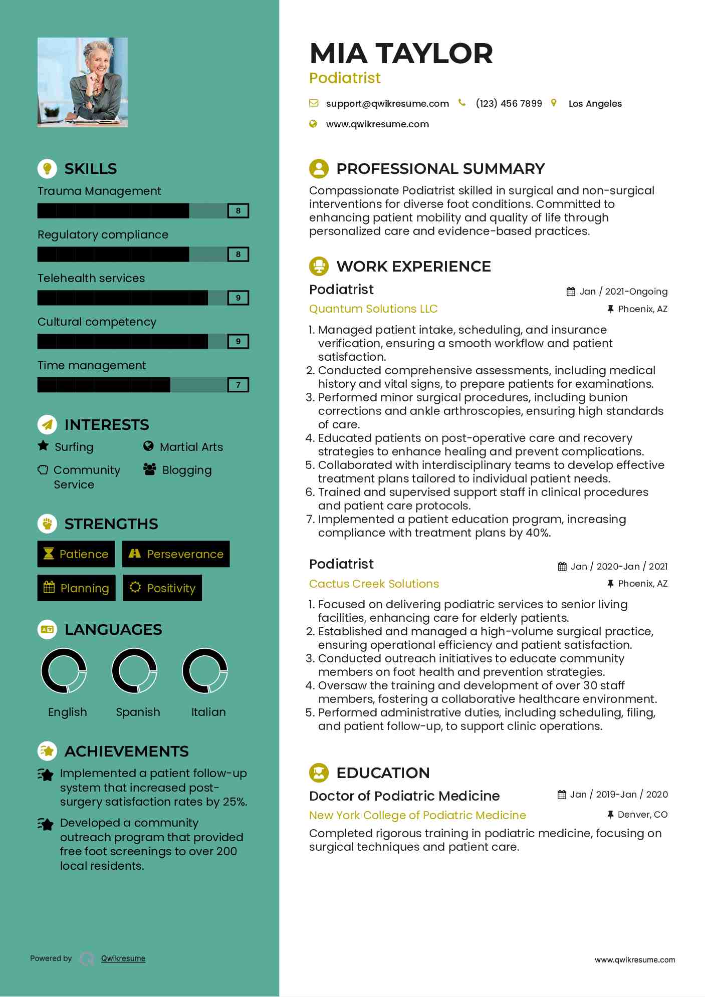 Podiatrist Resume Template