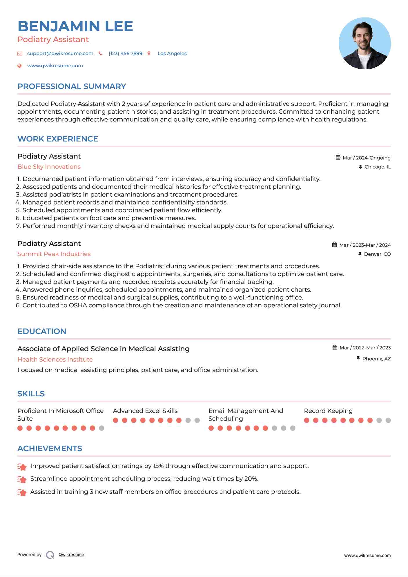 Podiatry Assistant Resume Sample