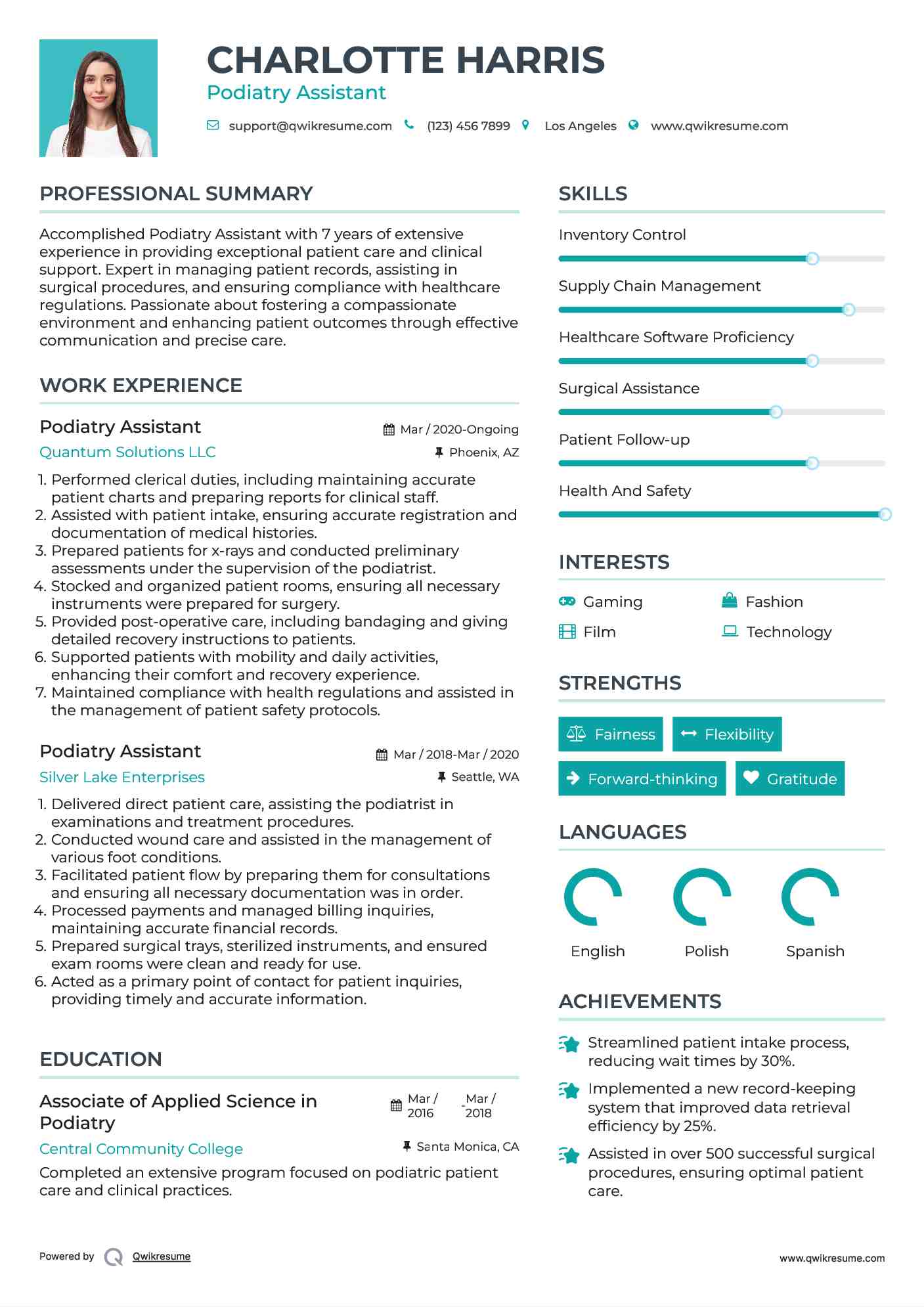 Podiatry Assistant Resume Template