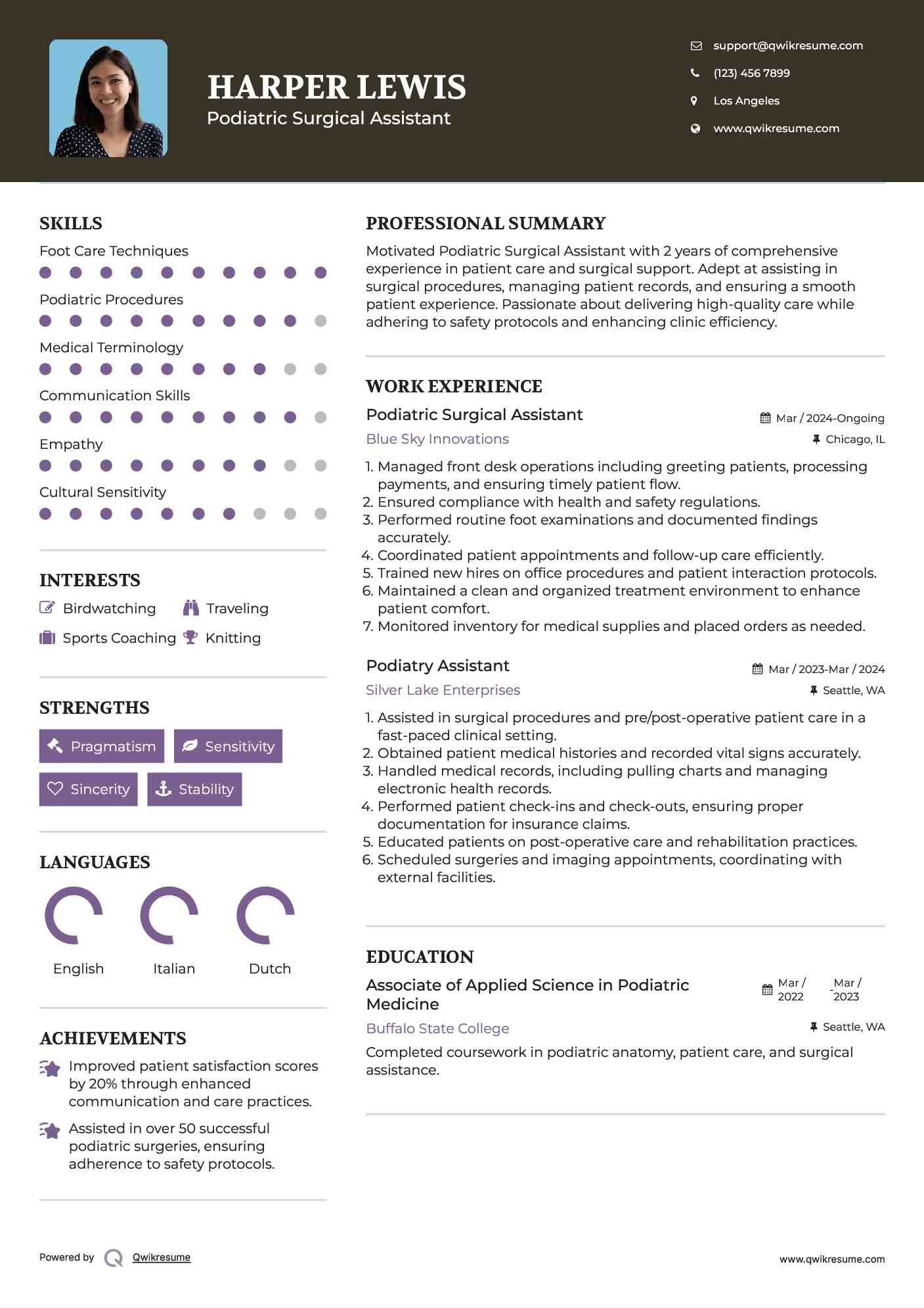 Podiatric Surgical Assistant Resume Template