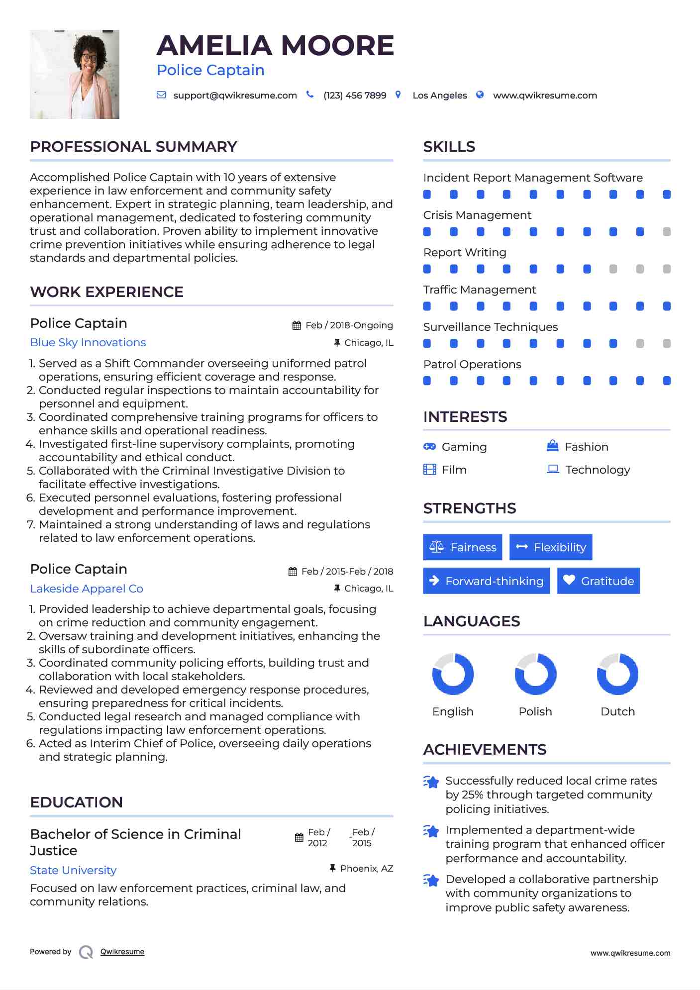 Police Captain Resume Template