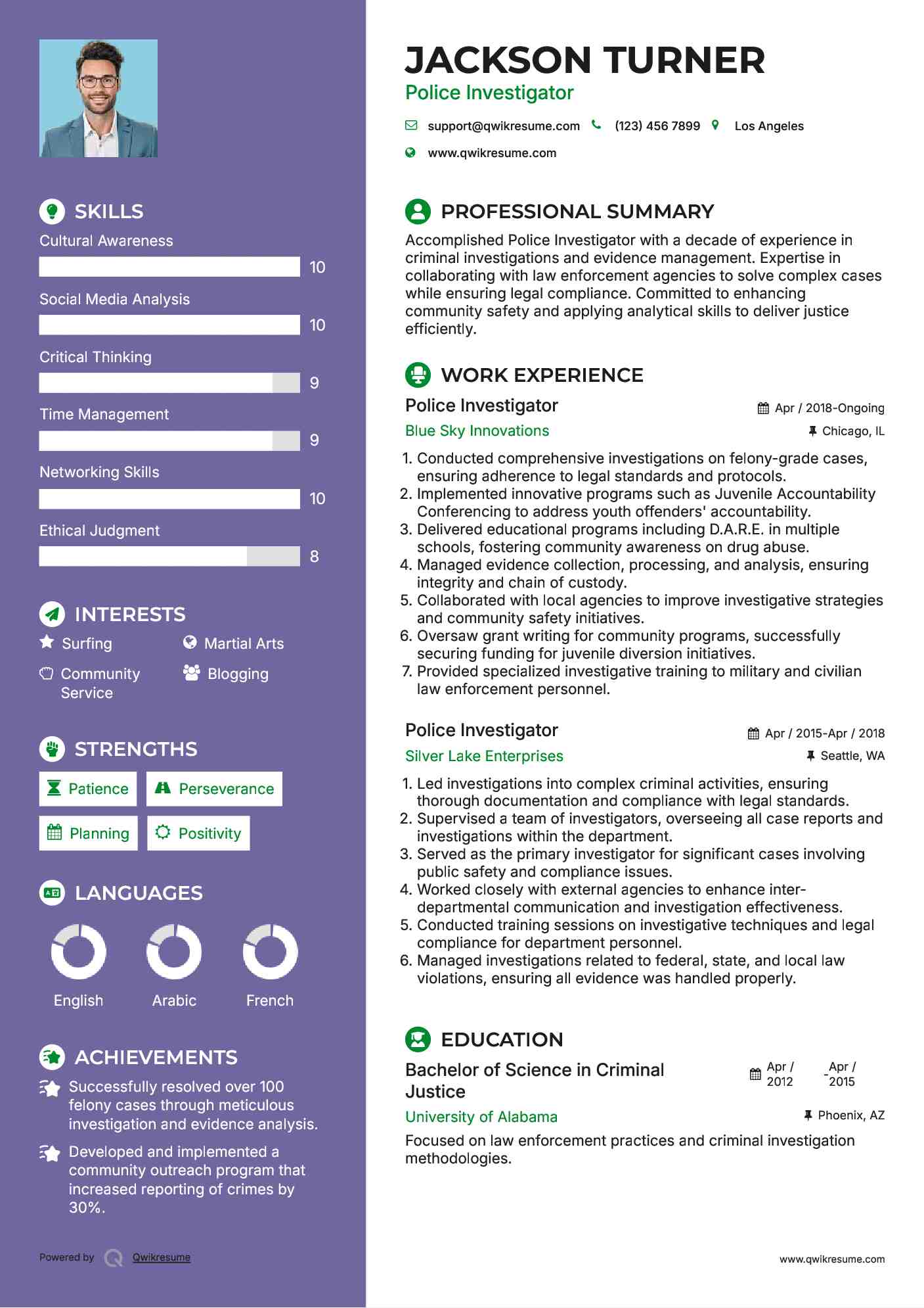 Police Investigator Resume Template