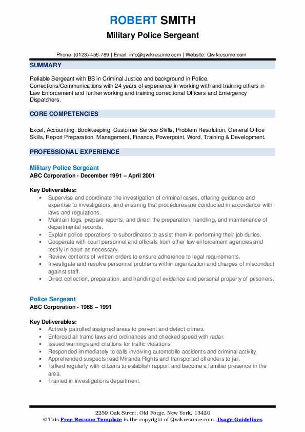 Corrections Sergeant Resume Samples QwikResume
