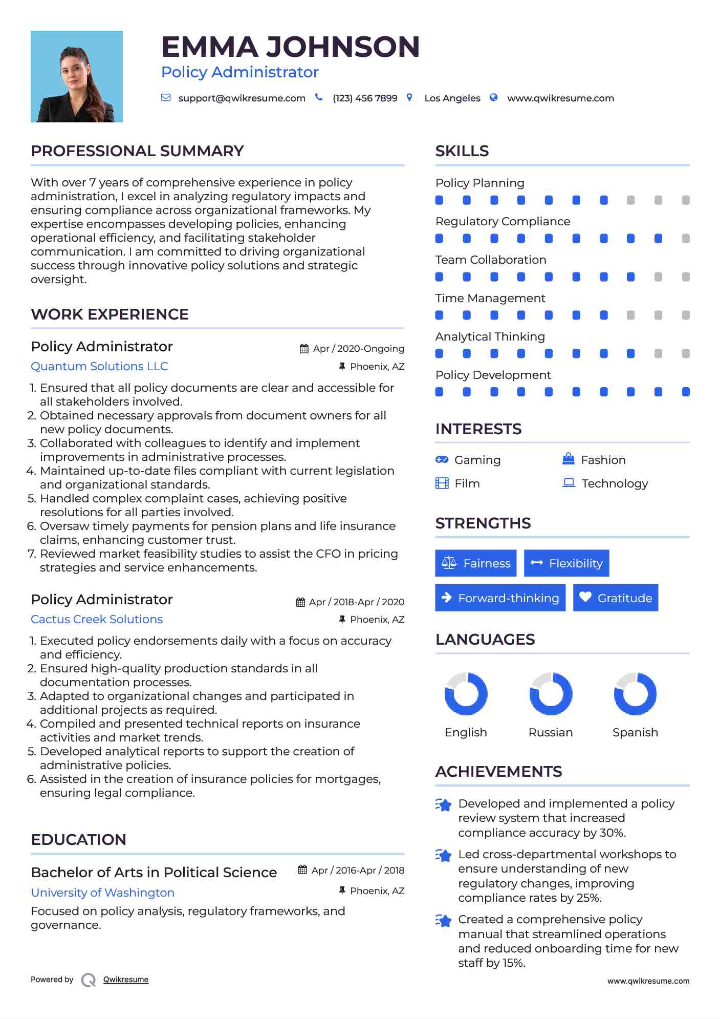 Policy Administrator Resume Format