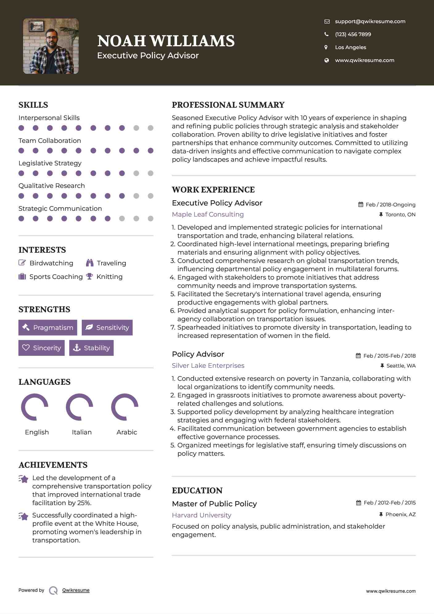 Executive Policy Advisor Resume Format