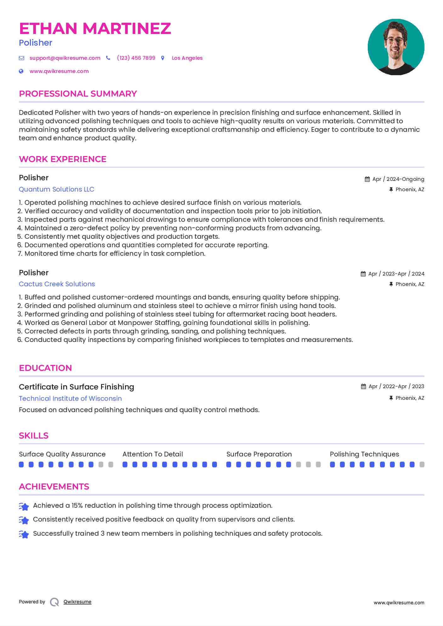 Polisher Resume Example